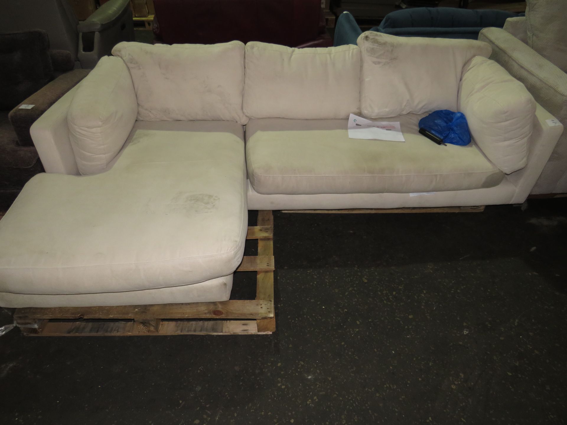 Swoon Munich Left Hand Corner Sofa in Ecru Plain RRP £2049.00 Sink into the Munich - a sleek,