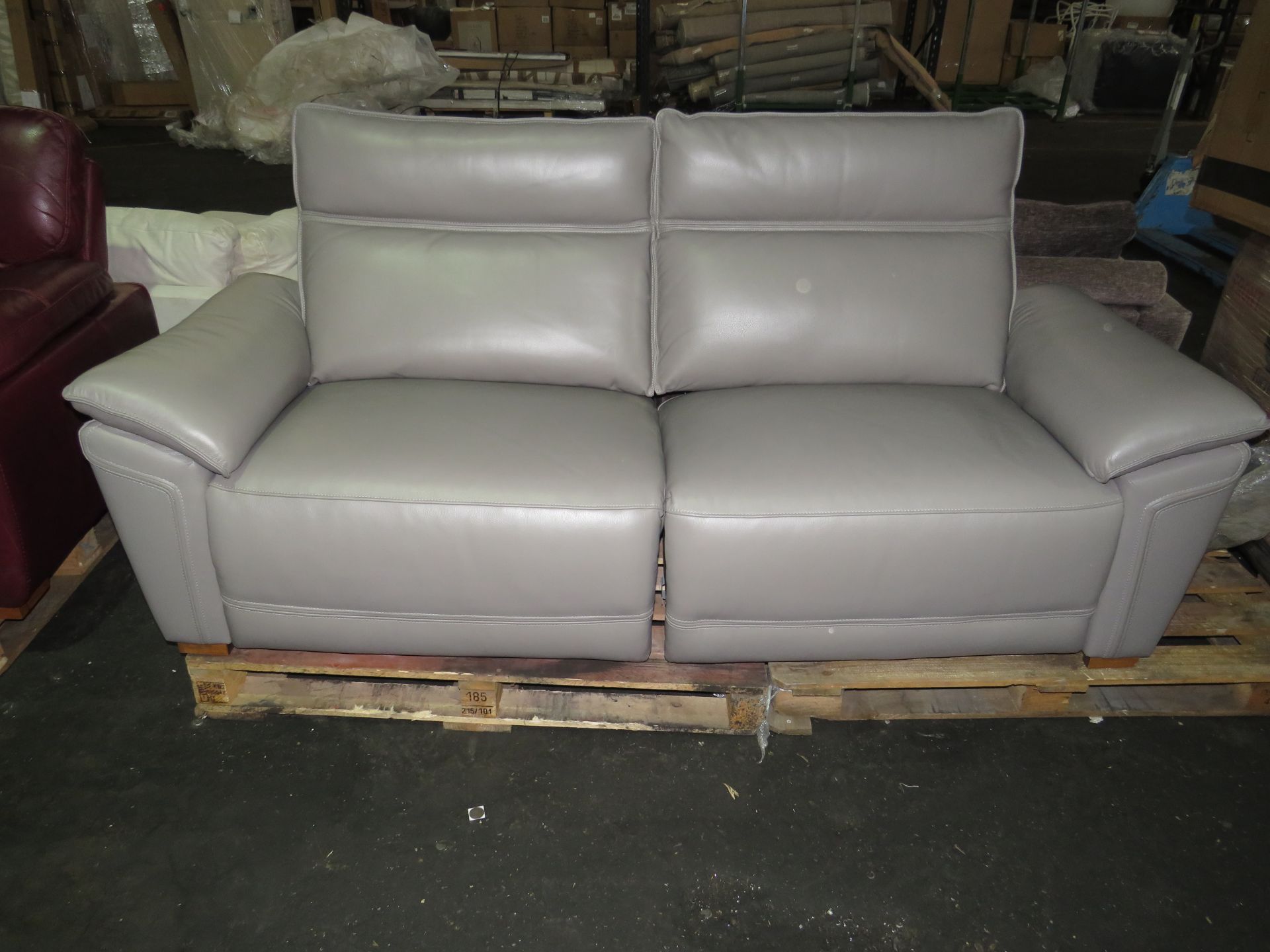 Oak Furnitureland Dune 3 Seater Electric Recliner Sofa in Elephant Grey Leather, it is missing two