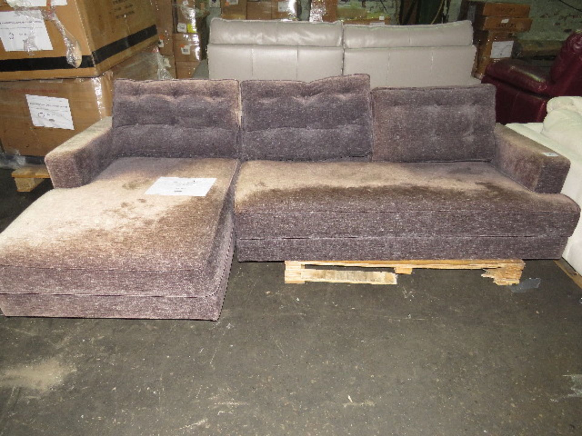 Heals Mistral Medium Left Hand Facing Corner Sofa in Texture Soot Black this sofa is discoloured