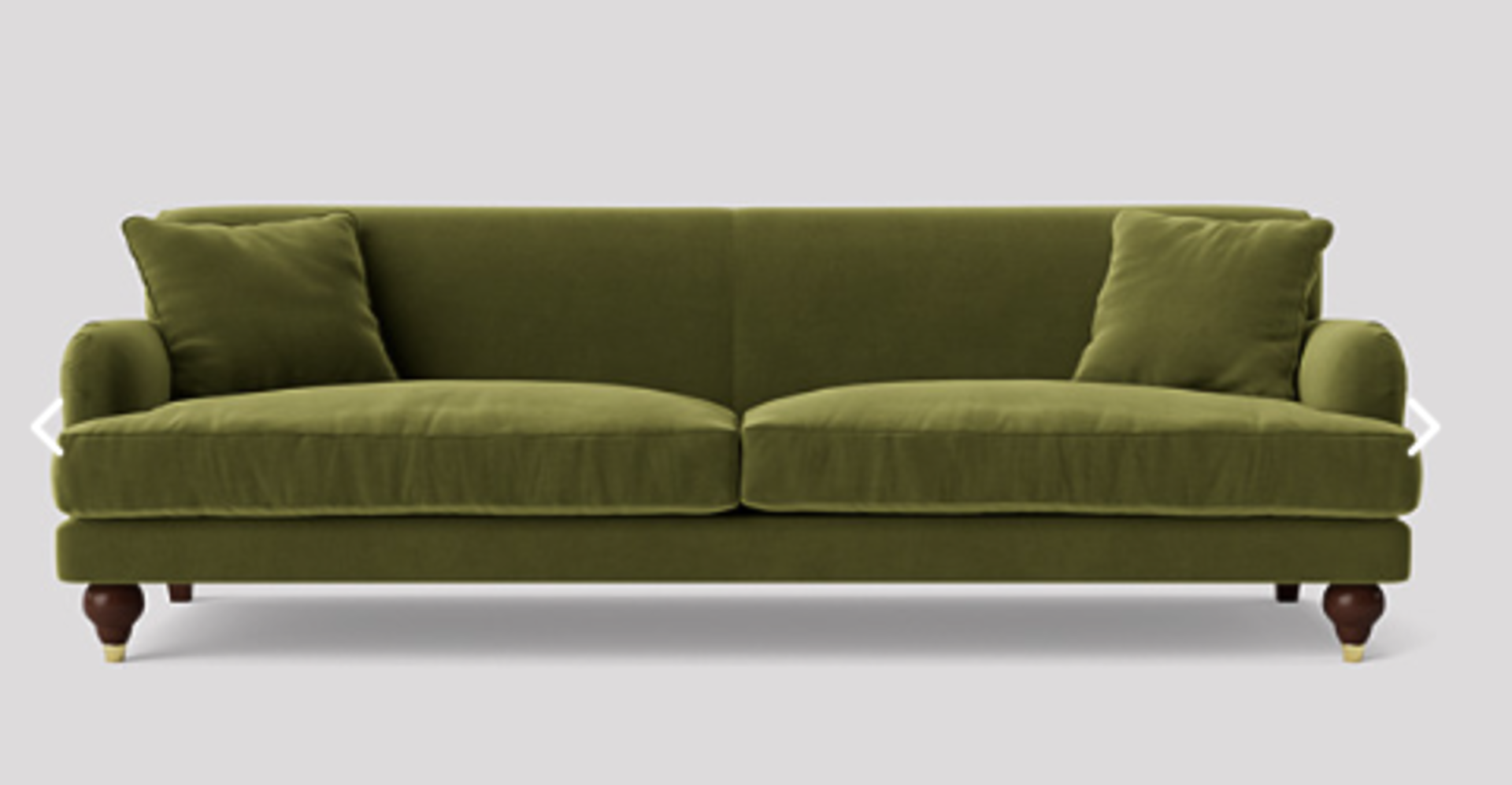 Swoon Chorley MTO Three-Seater Sofa in Fern EasyVelvet RRP ?1699. bottom frame damage and material