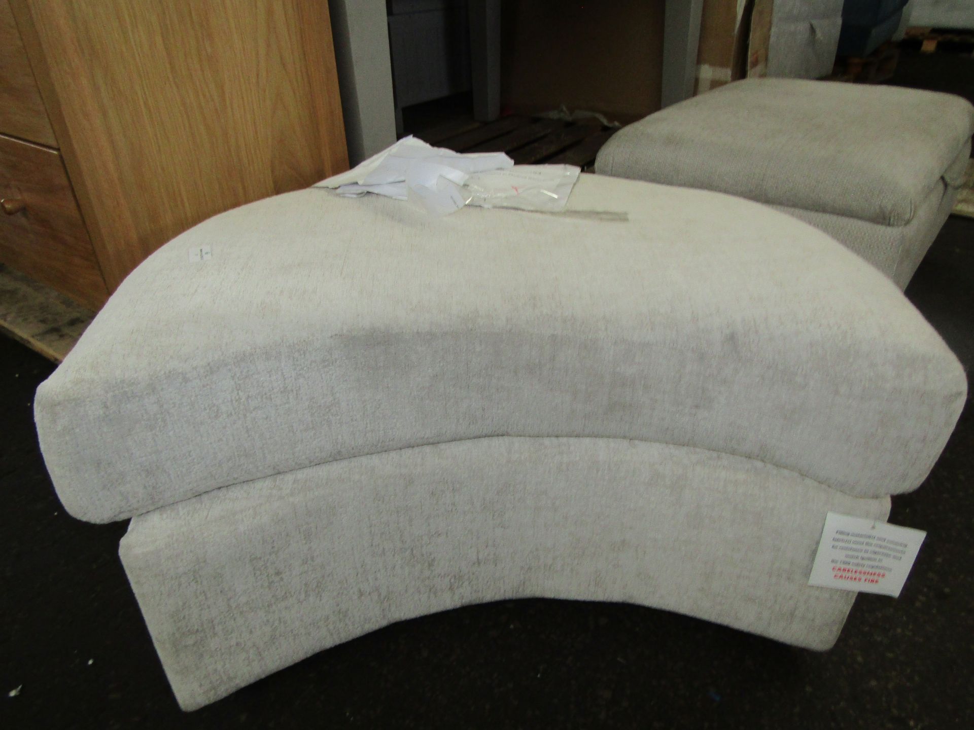 Oak Furnitureland Malvern Half Moon Footstool In Beige Fabric RRP Â£429.99 Rectangular footstool,