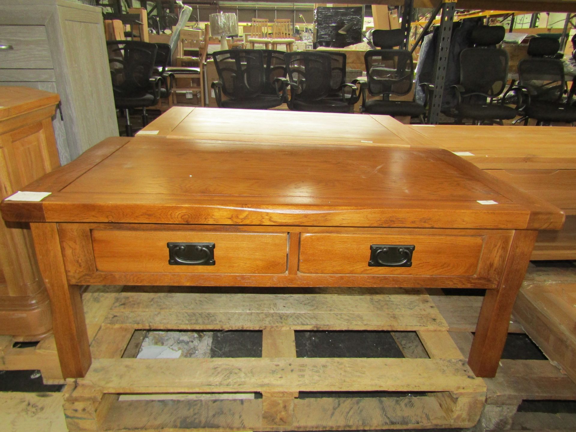 Oak Furnitureland Original Rustic Solid Oak 4 Drawer Storage Coffee Table RRP Â£249.99This Rustic