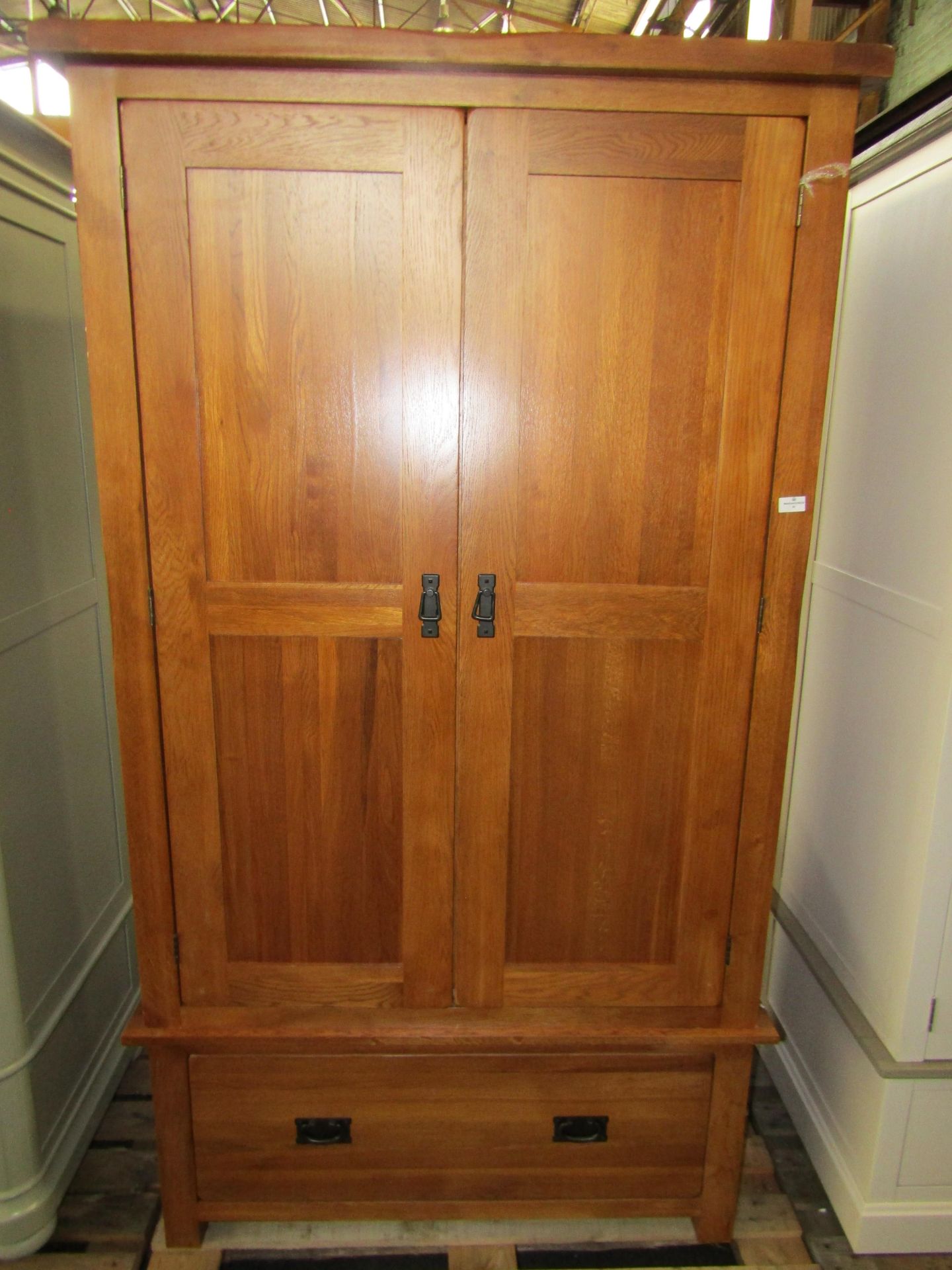 Oak Furnitureland Original Rustic Solid Oak Double Wardrobe RRP Â£799.99 The Original Rustic Solid