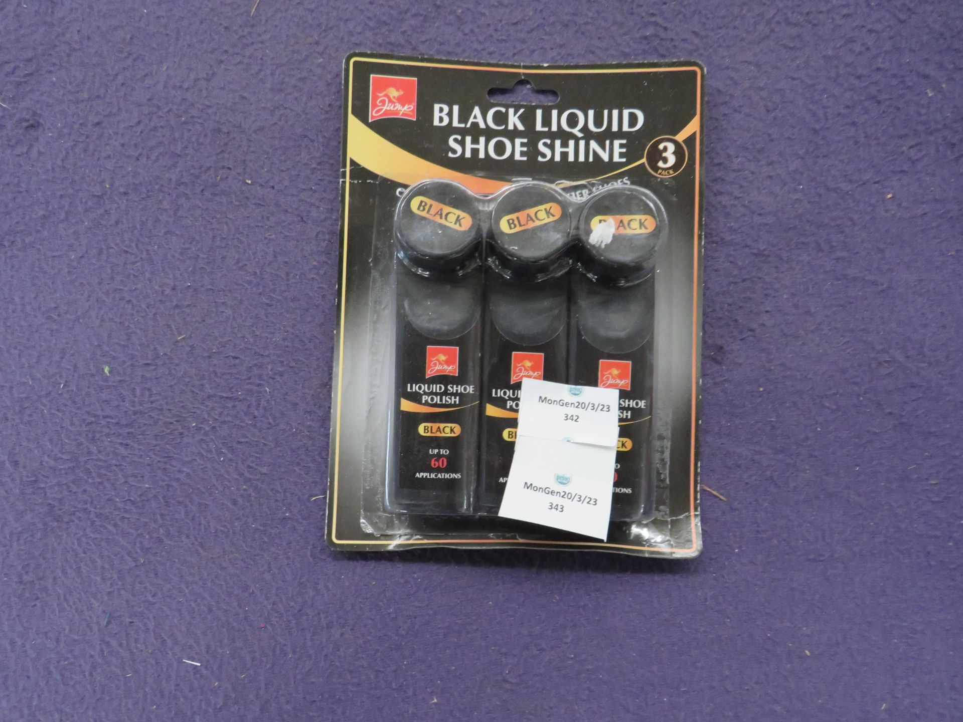 5x Jump - Triple Pack Black Liquid Shoe Polish - Unused & Packaged.