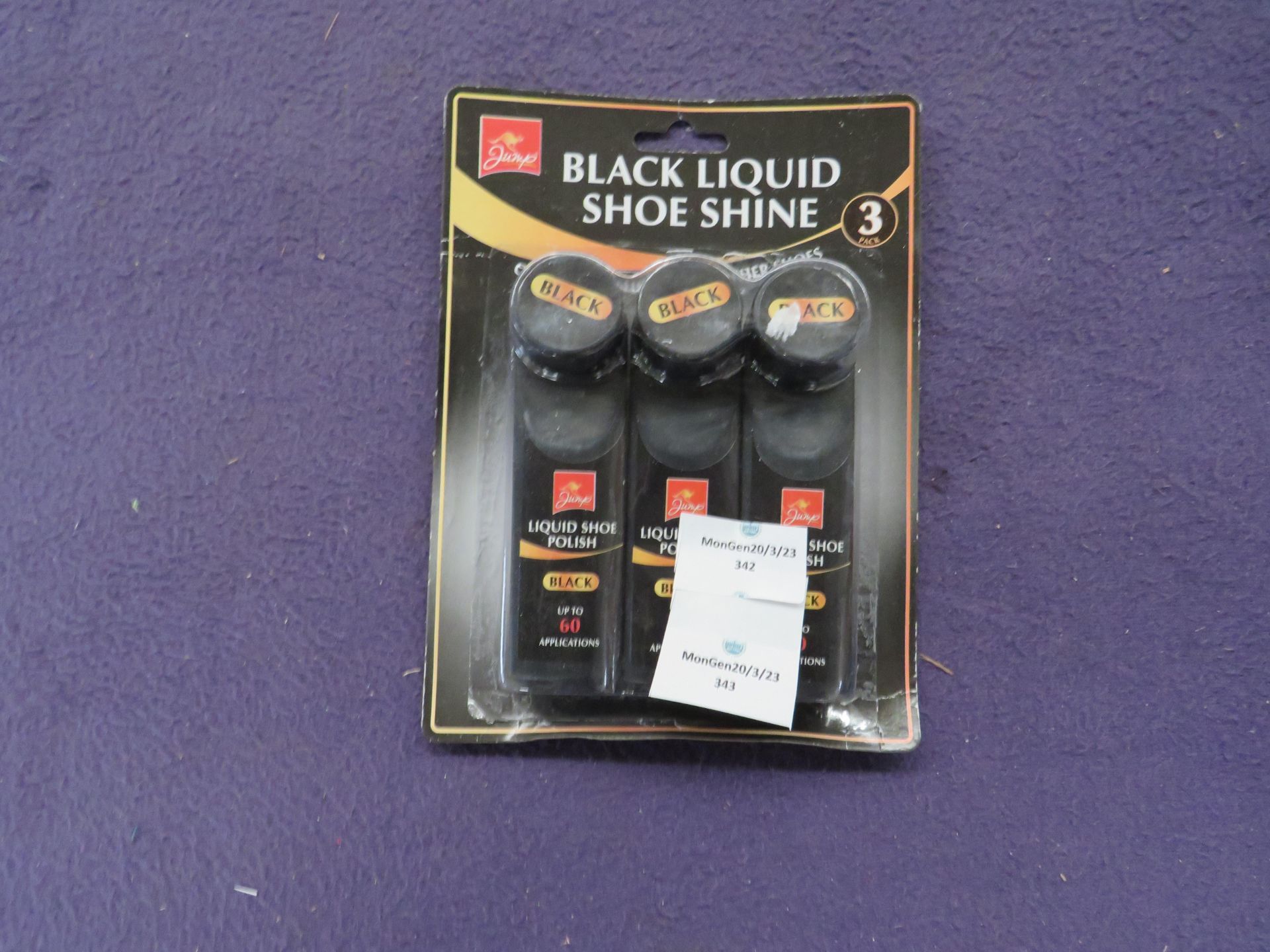5x Jump - Triple Pack Black Liquid Shoe Polish - Unused & Packaged.