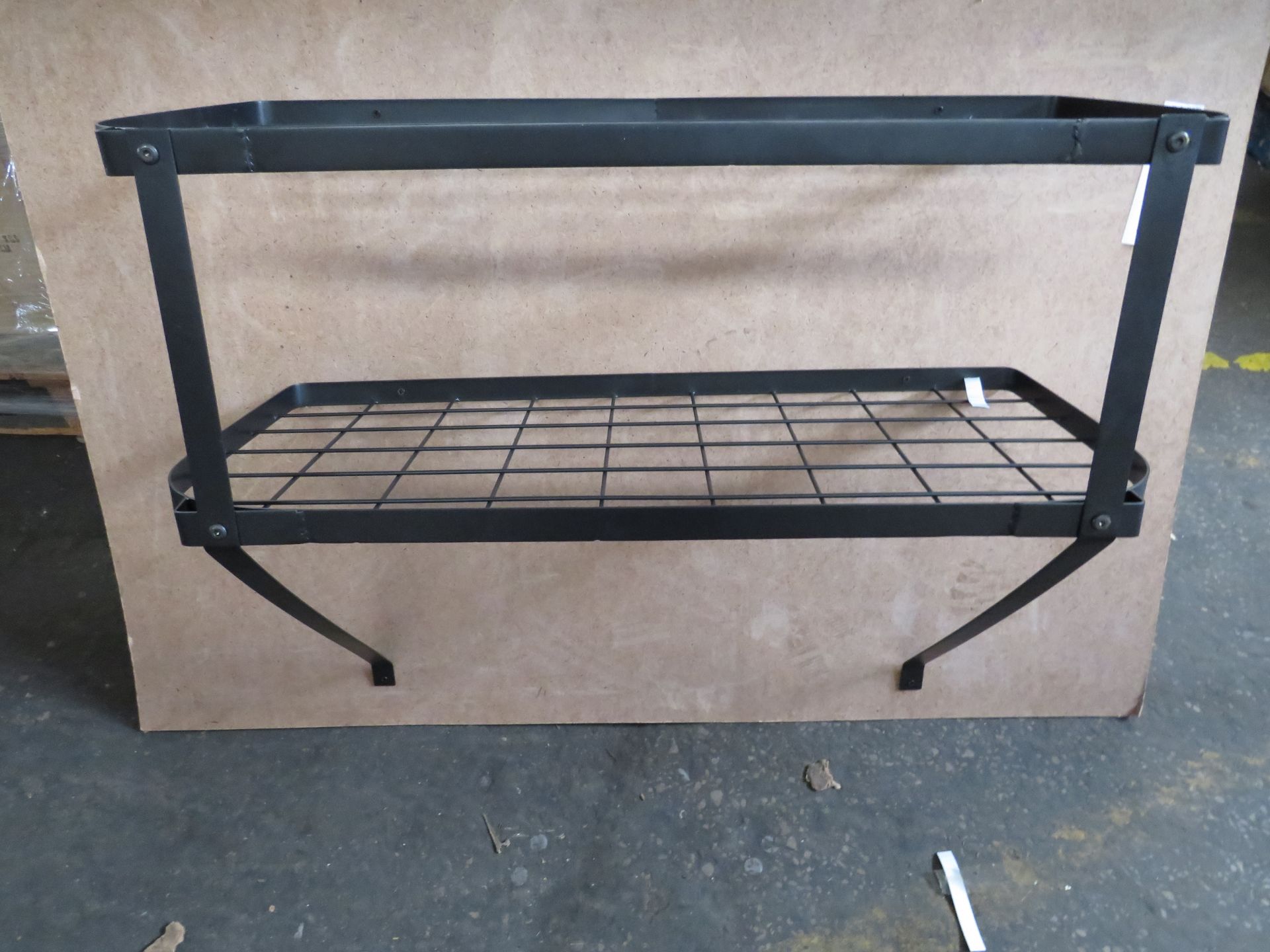 Unbranded - Black Steel Kitchen Double Shelf With Steel Hooks - Great for Pan Storage. - New &