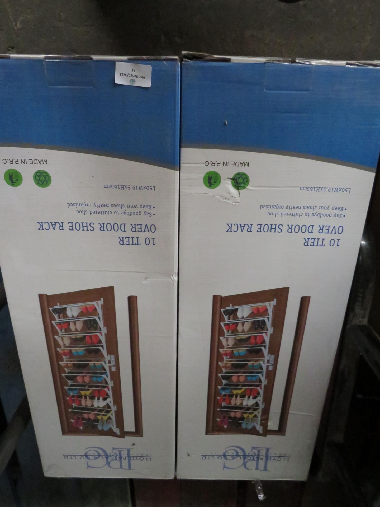 2x Lloyd Pascal - 10-Tier Over The Door Shoe Rack - Unchecked & Boxed.