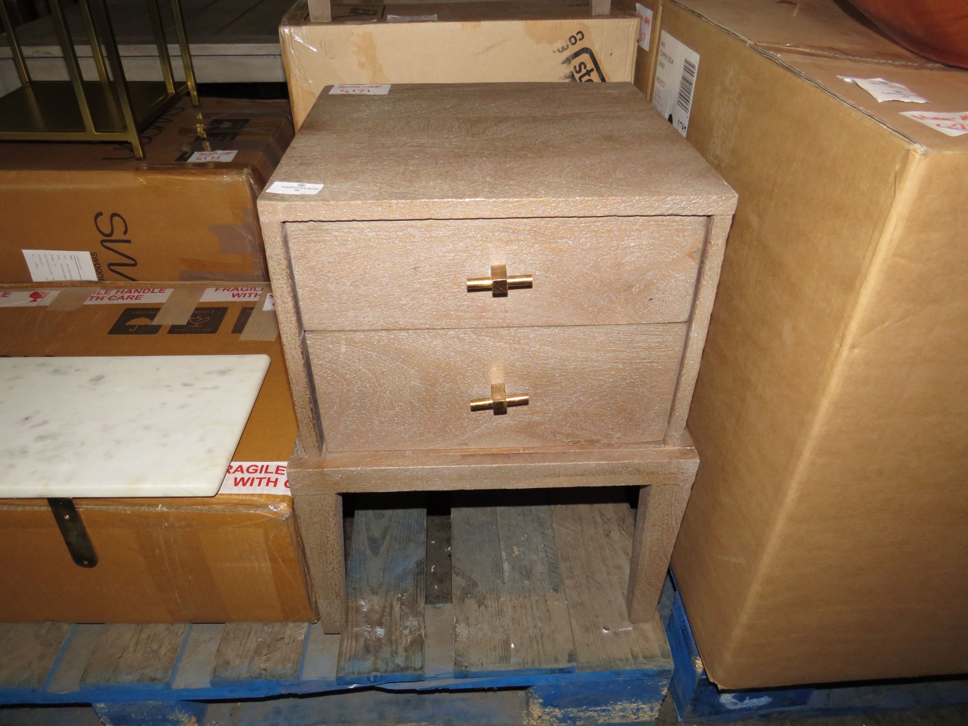 Swoon Verne Bedside Table in Grey Wash Mango Wood RRP 179.00 Inspired by the nautical furniture