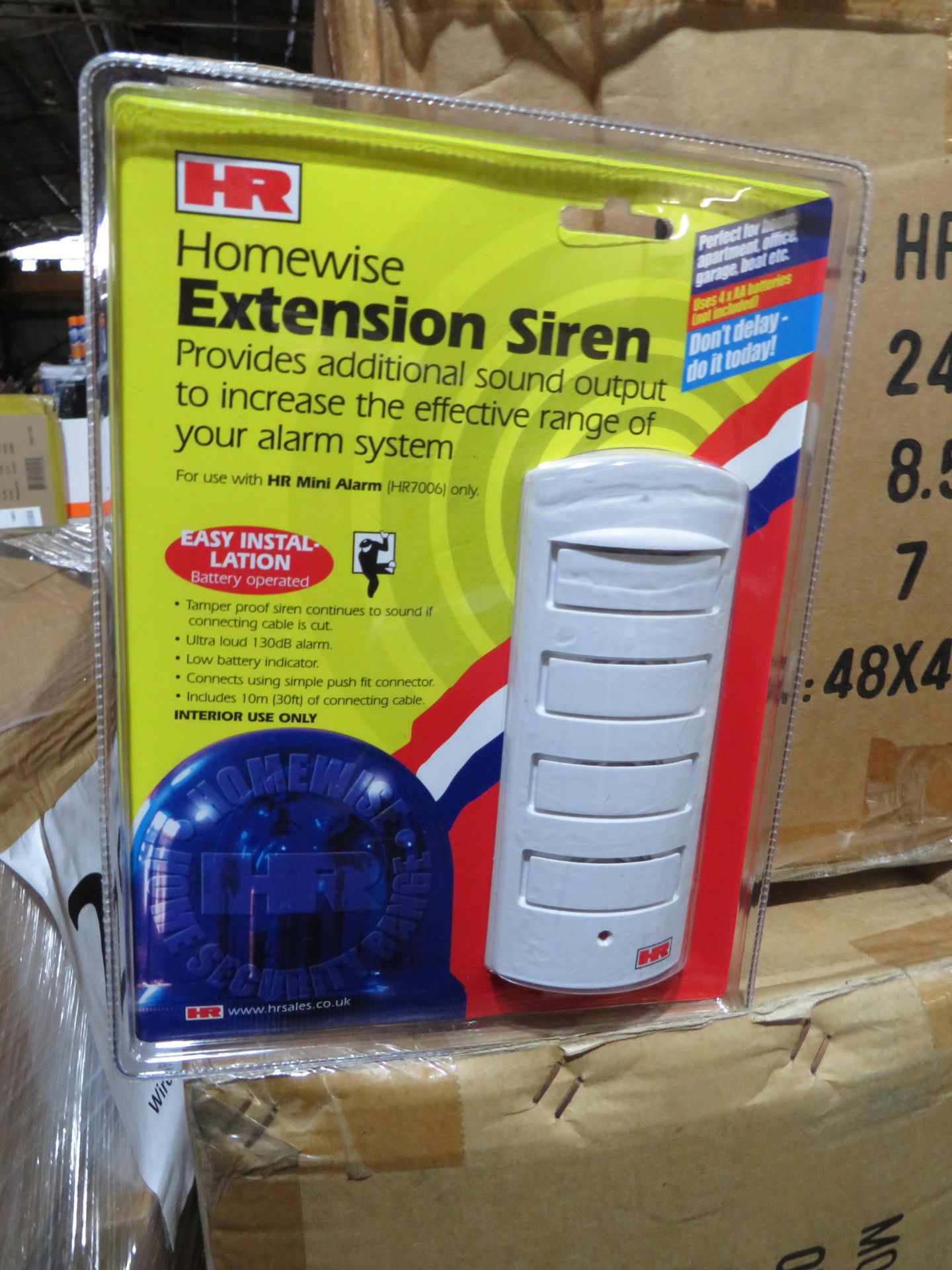 Box of 24x Home wise Extension sirens, still sealed in packaging