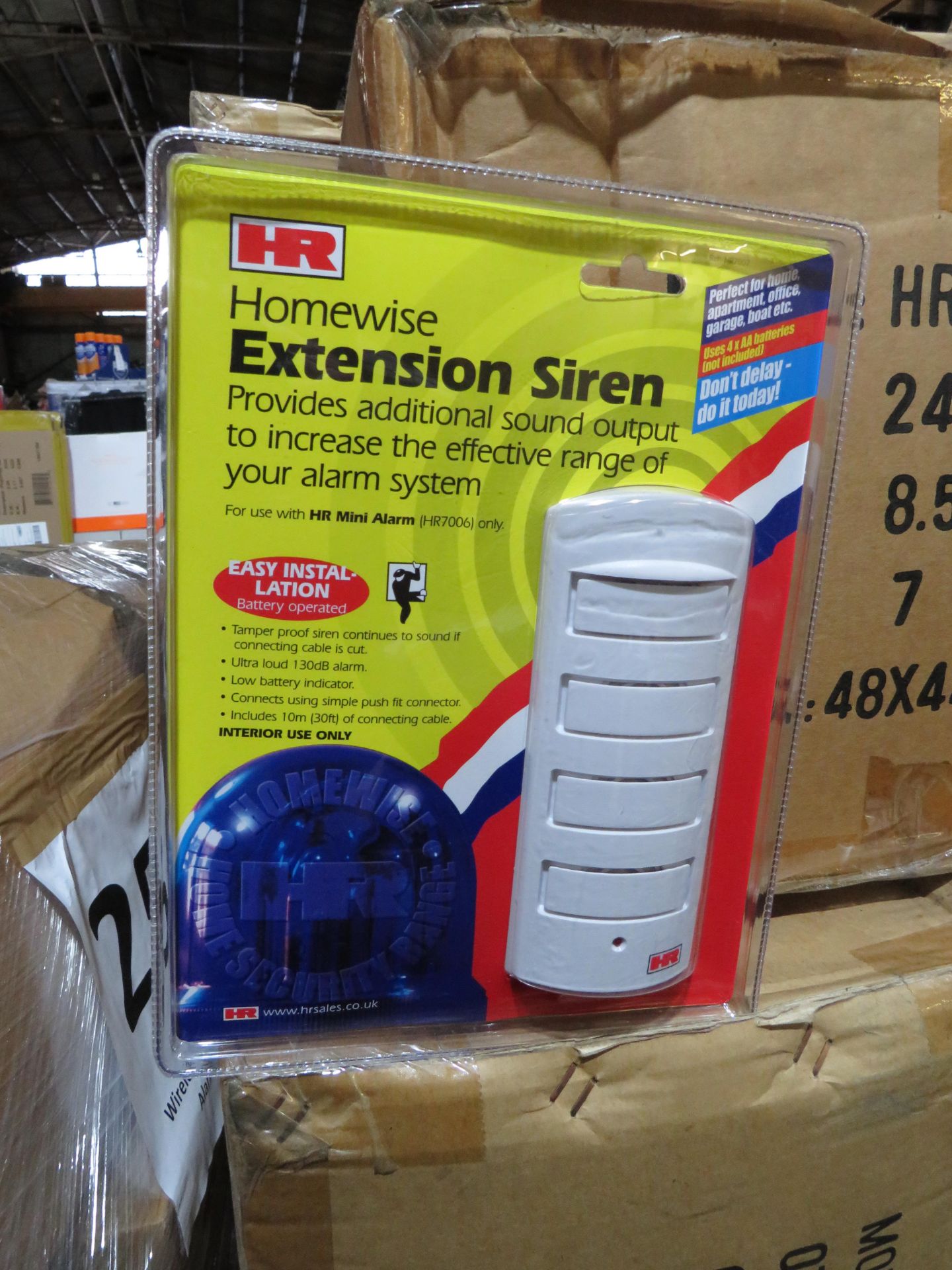 Box of 24x Home wise Extension sirens, still sealed in packaging