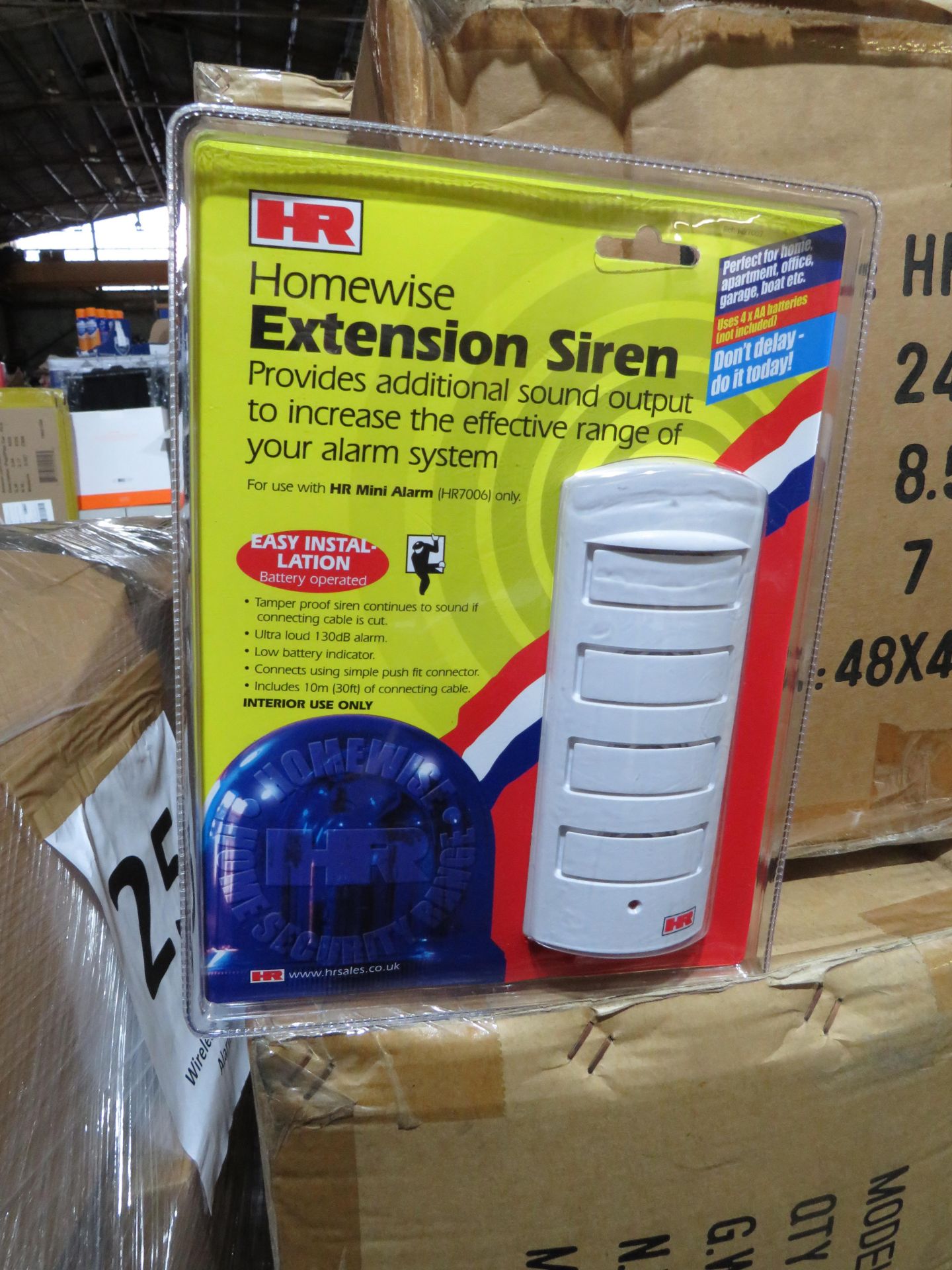 Box of 24x Home wise Extension sirens, still sealed in packaging