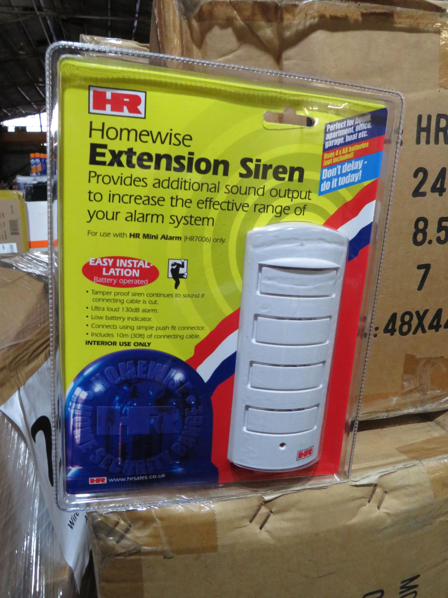 Box of 24x Home wise Extension sirens, still sealed in packaging