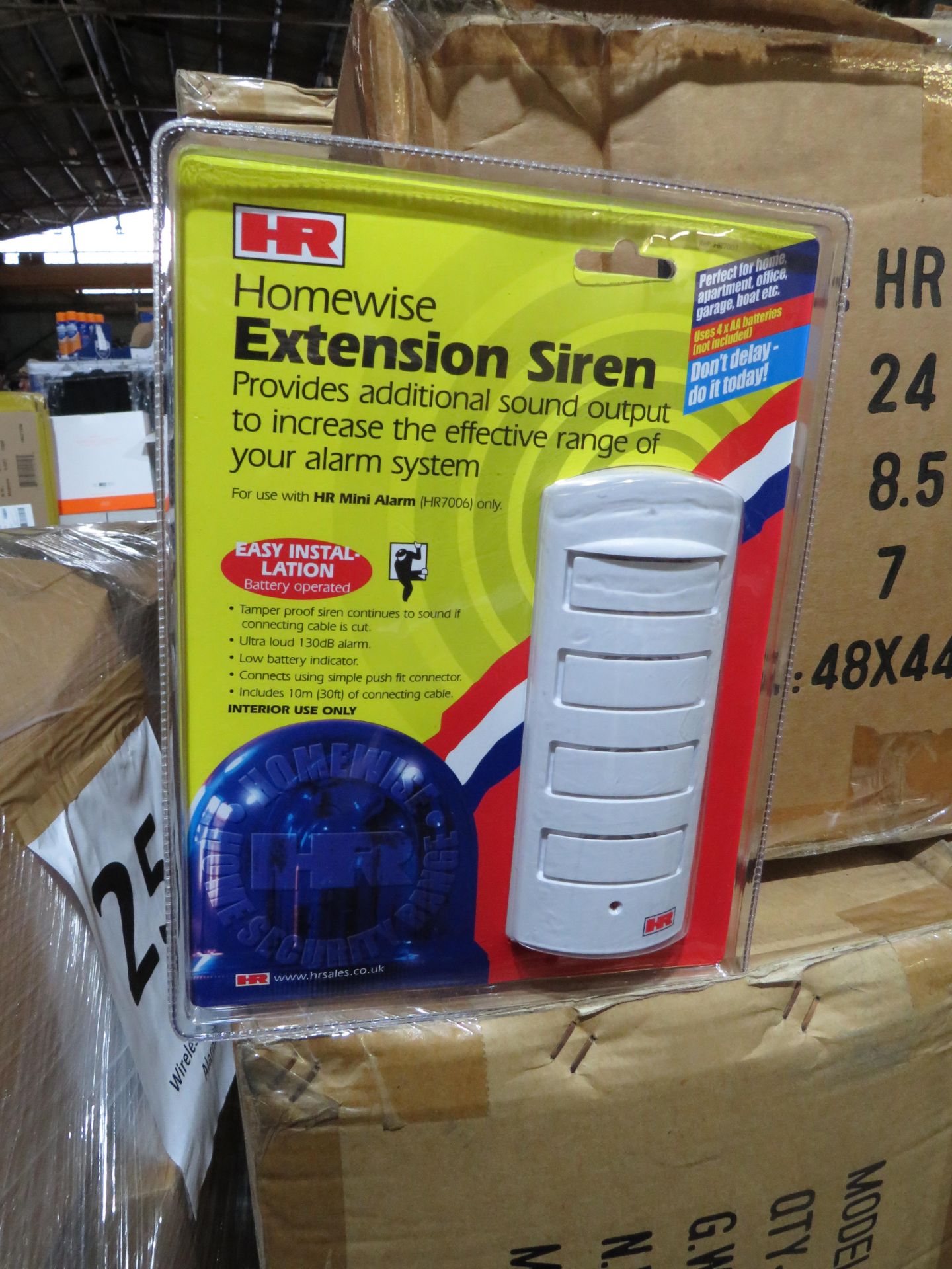 Box of 24x Home wise Extension sirens, still sealed in packaging