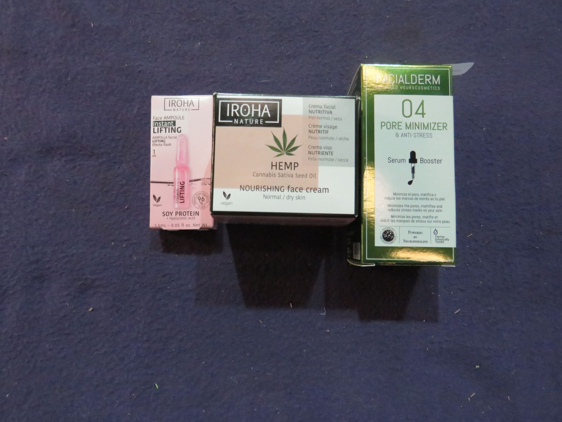 1x Facialderm - 04 Pore Minimizer & Anti-Stress Serum Booster - 30ml - Unused. 1x Iroha - Cannabis