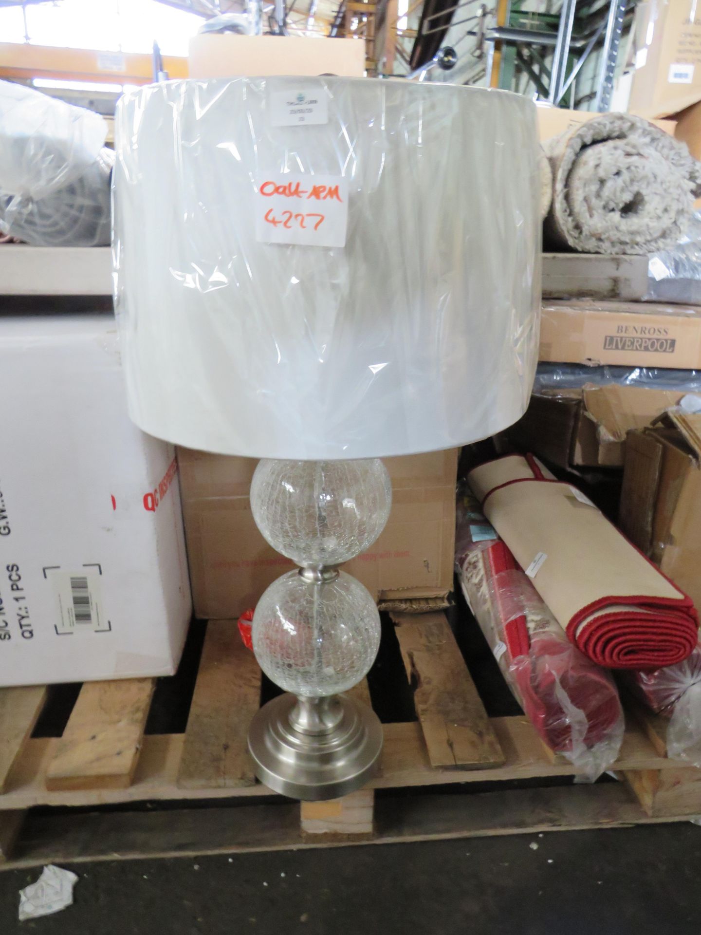 Oak Furnitureland Ritz Glass Table Lamp RRP 64.99 SpecificationsWidth: 40.5cmHeight: 76cmDepth: 40.