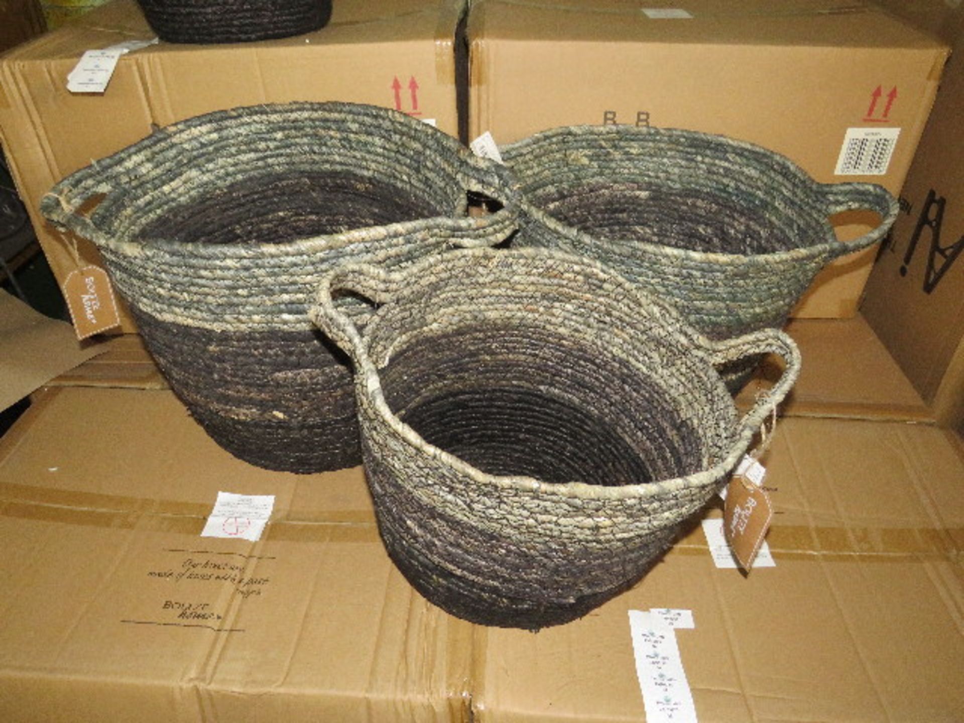 Cox & Cox Black Ombre Storage Baskets RRP 95.00 Crafted from cornleaf for a natural, lightweight
