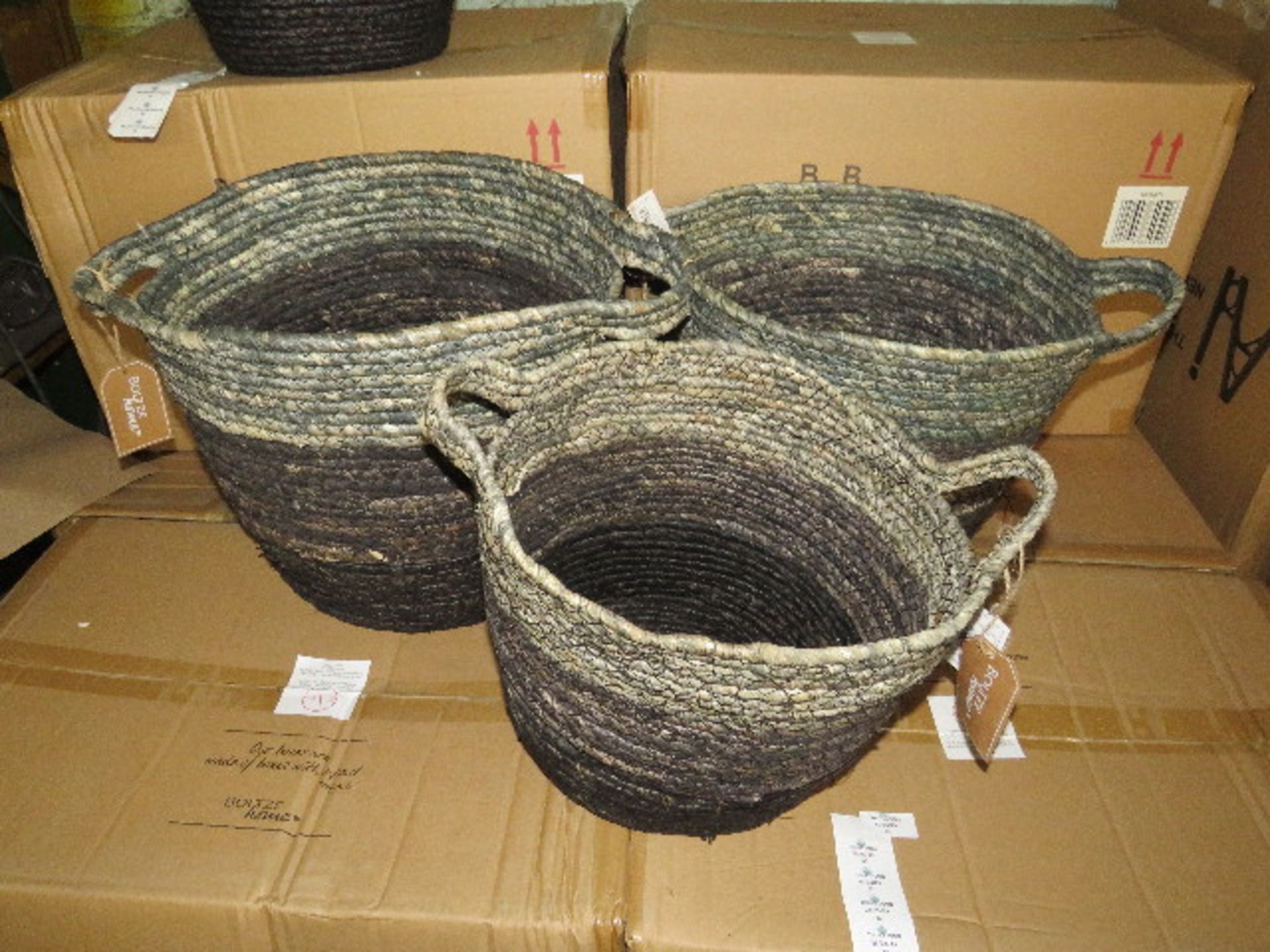 Cox & Cox Black Ombre Storage Baskets RRP 95.00 Crafted from cornleaf for a natural, lightweight