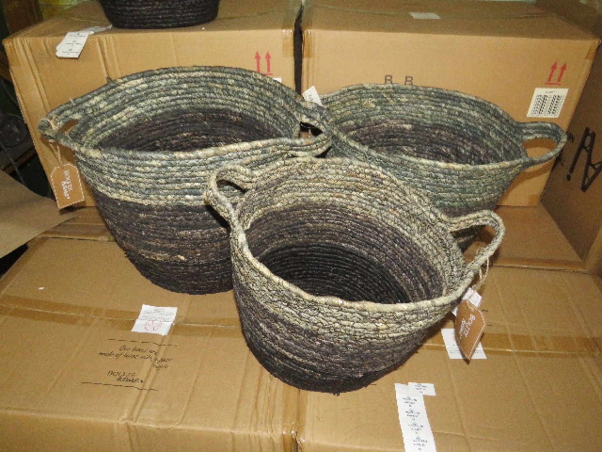 Cox & Cox Black Ombre Storage Baskets RRP 95.00 Crafted from cornleaf for a natural, lightweight