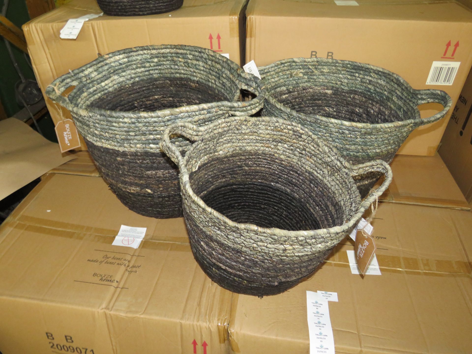 Cox & Cox Black Ombre Storage Baskets RRP 95.00 Crafted from cornleaf for a natural, lightweight