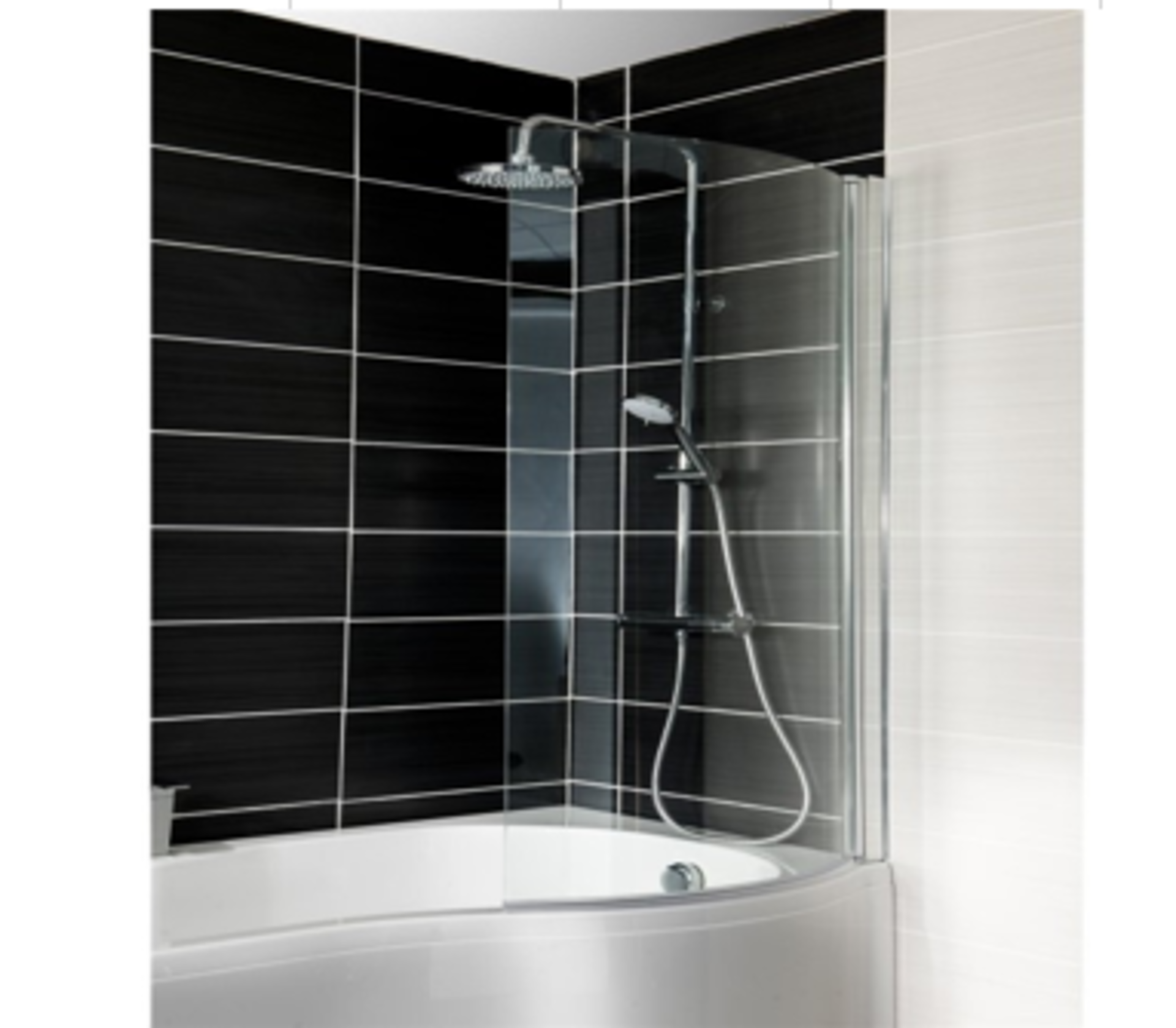 Curved Shower Screen with Chrome Runner H1400mm x W695mm 6mm Toughened Glass Adjustable for out of