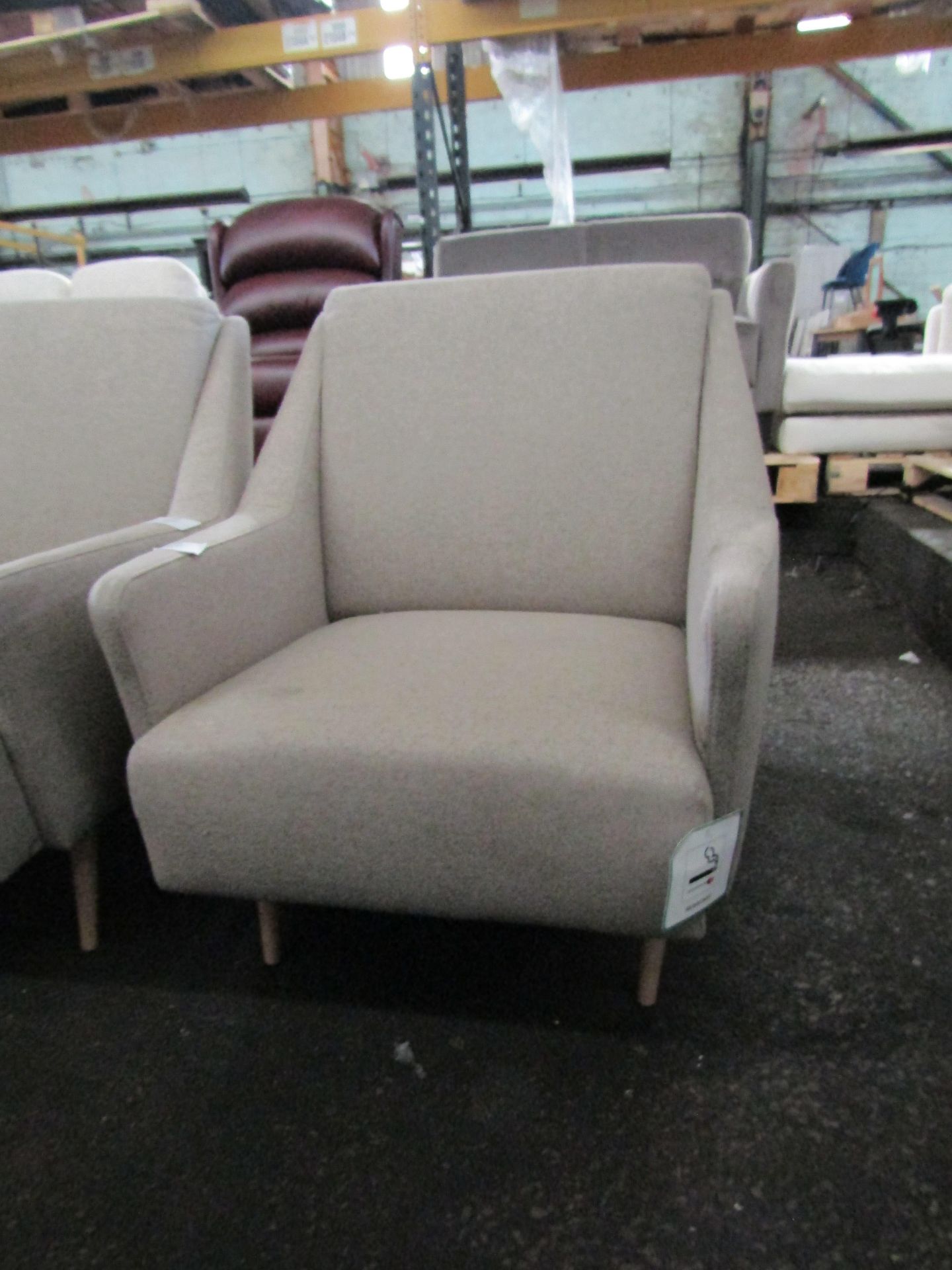 Swoon Rune Armchair in Light Grey Soft Wool RRP ?479.00, missing feet The items in this lot are