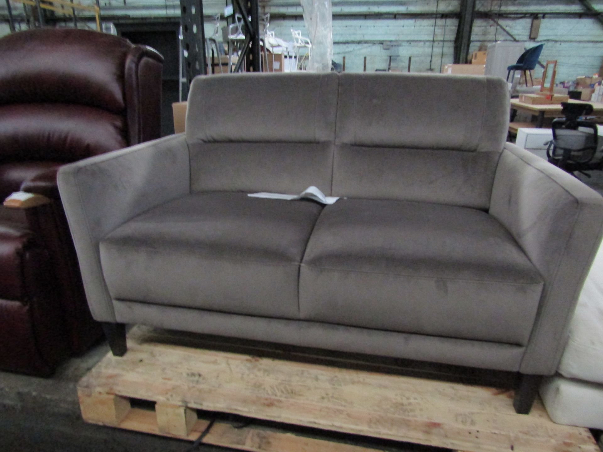 Oak Furnitureland Vittoria 2 Seater Sofa in Grey fabric RRP £899.99Upholstered in soft velvety