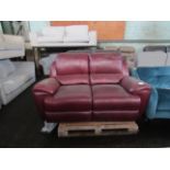 Oak Furnitureland Finley 2 Seater Sofa with 2 Electric Recliners & Headrest - Burgundy Leather RRP ¶