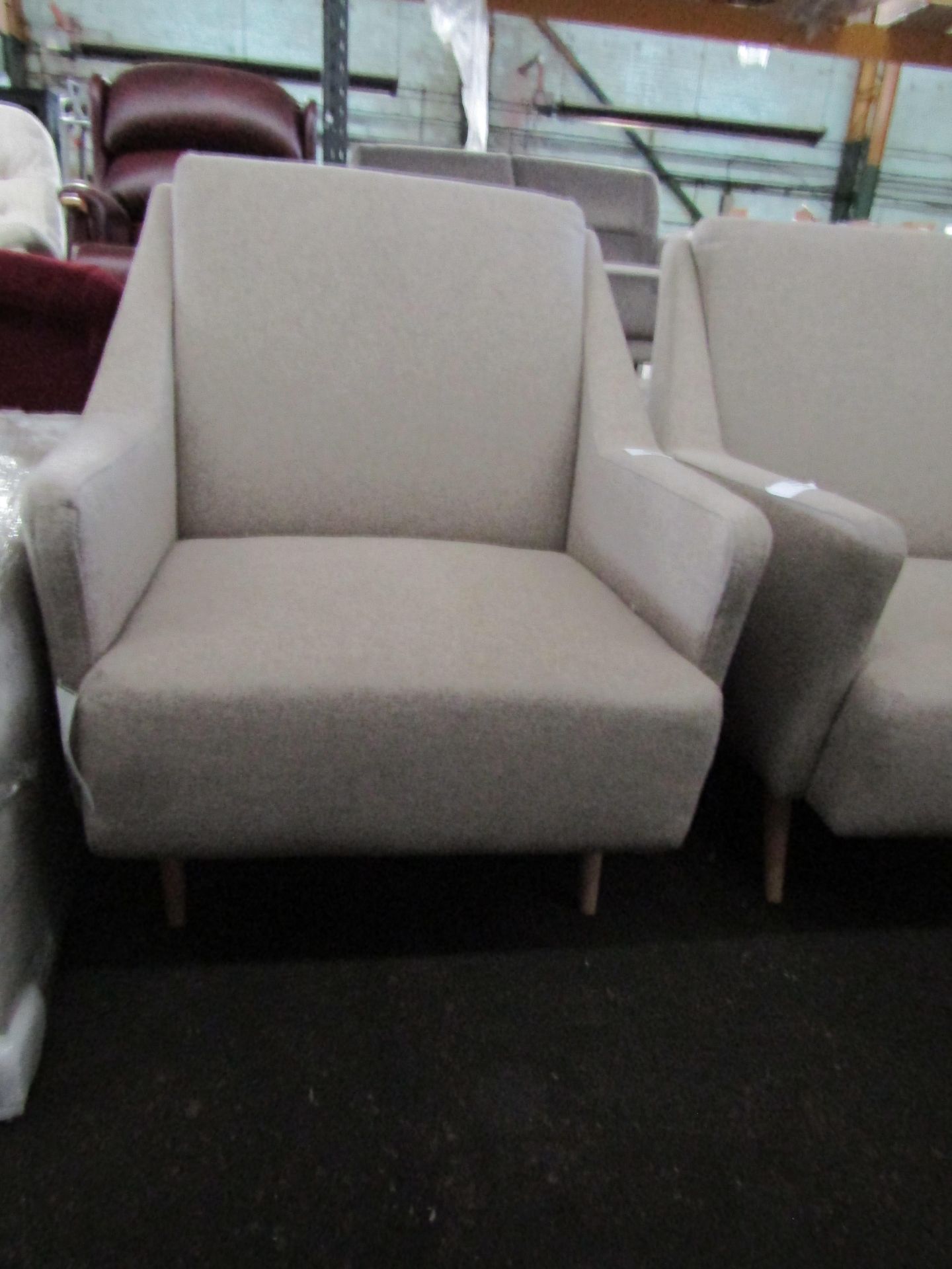 Swoon Rune Armchair in Light Grey Soft Wool RRP ?479.00 missing feet The items in this lot are