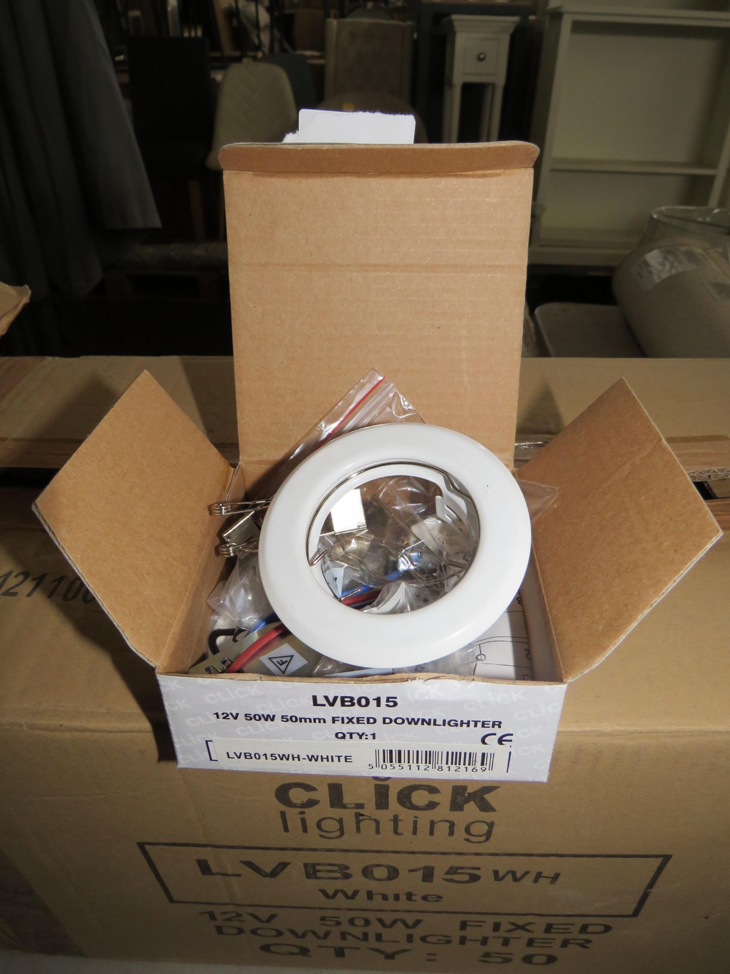 10x Click - Fixed Downlighter 12v 50W 50mm ( White ) - ( LVB015WH ) - New & Boxed.