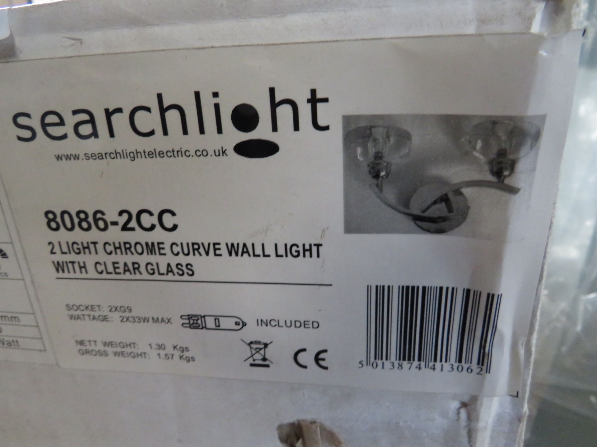 Searchlight SCULPTURED ICE II - 2LT CC CURVE WALL LIGHT-CL GLASS RRP ?104.00This Sculptured Ice II