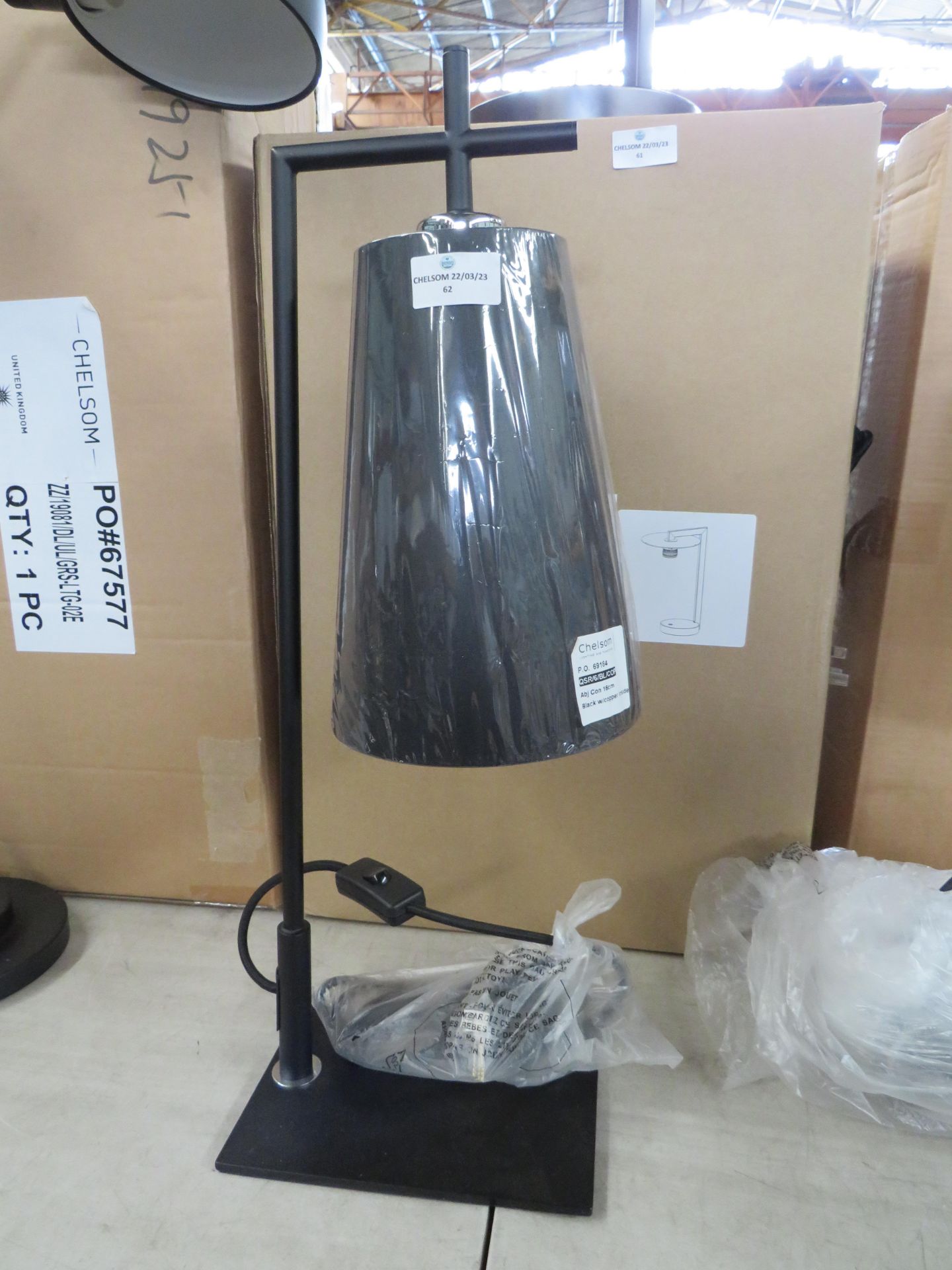 Chelsom - Matt-Black Table Lamp - Good Condition & Boxed. Paired With : Chelsom - Black With