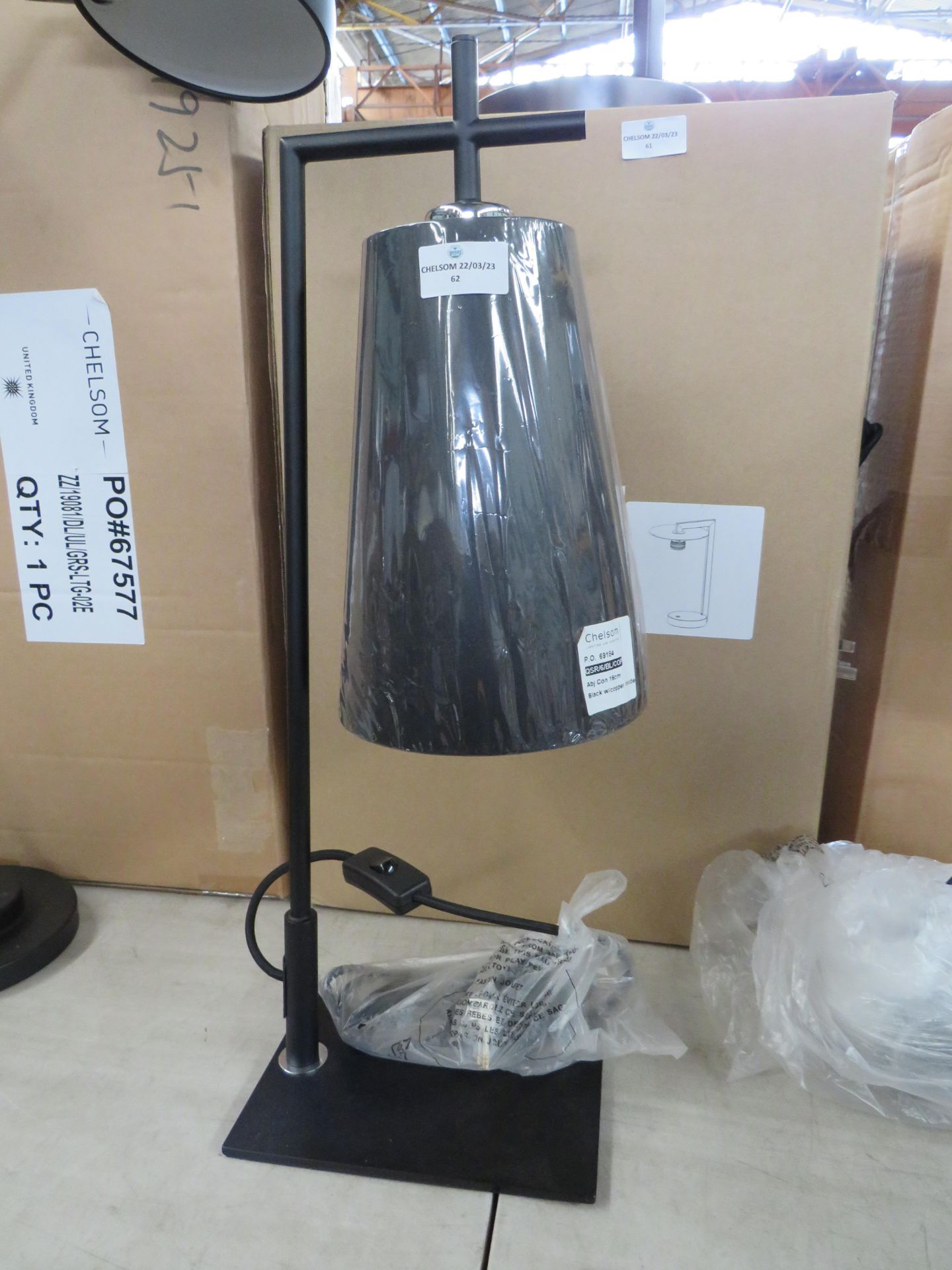 Chelsom - Adjustable Matt-Black Table Lamp With Marble Effect Base - Good Condition & Boxed.