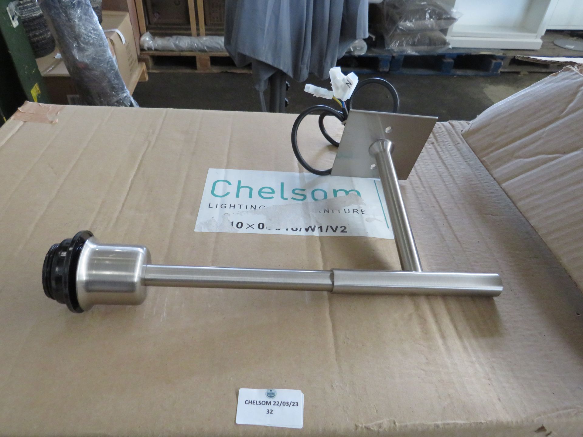 2x Chelsom - Brushed Steel Wall Light - Good Condition.