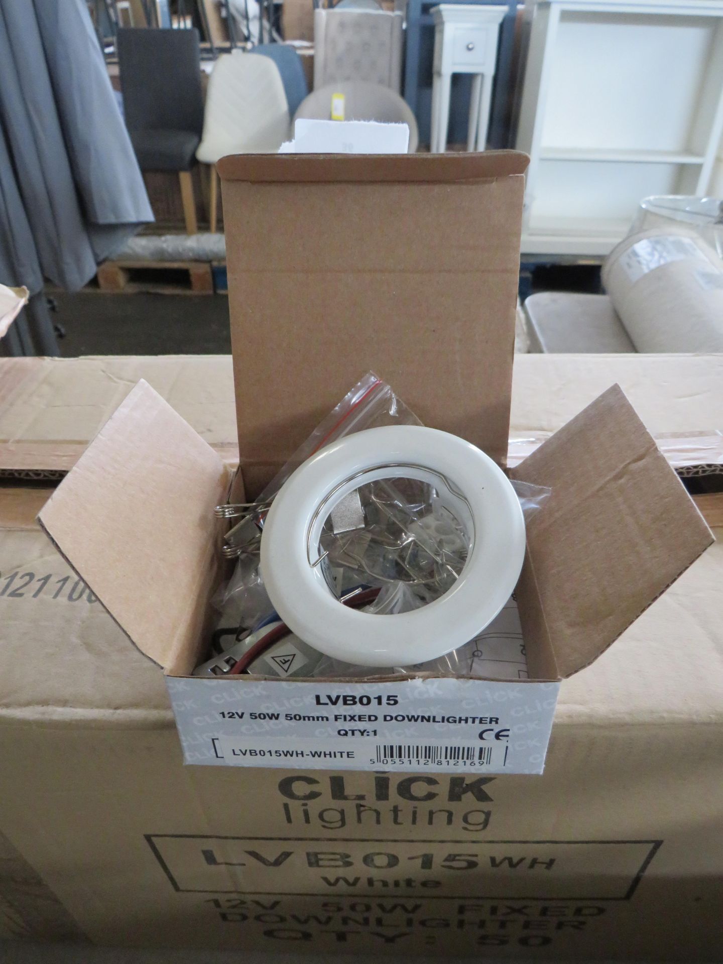 10x Click - Fixed Downlighter 12v 50W 50mm ( White ) - ( LVB015WH ) - New & Boxed.