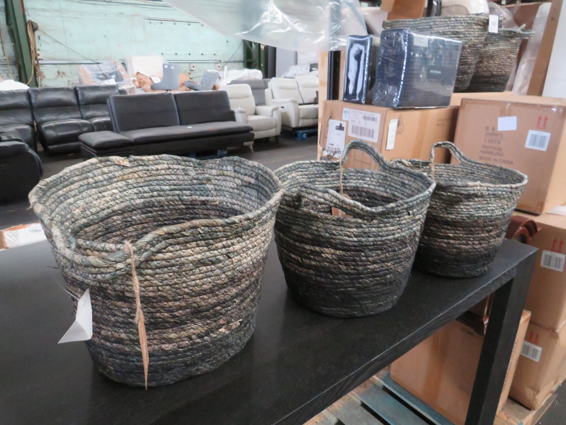 Cox & Cox Black Ombre Storage Baskets RRP 95.00 Crafted from cornleaf for a natural, lightweight