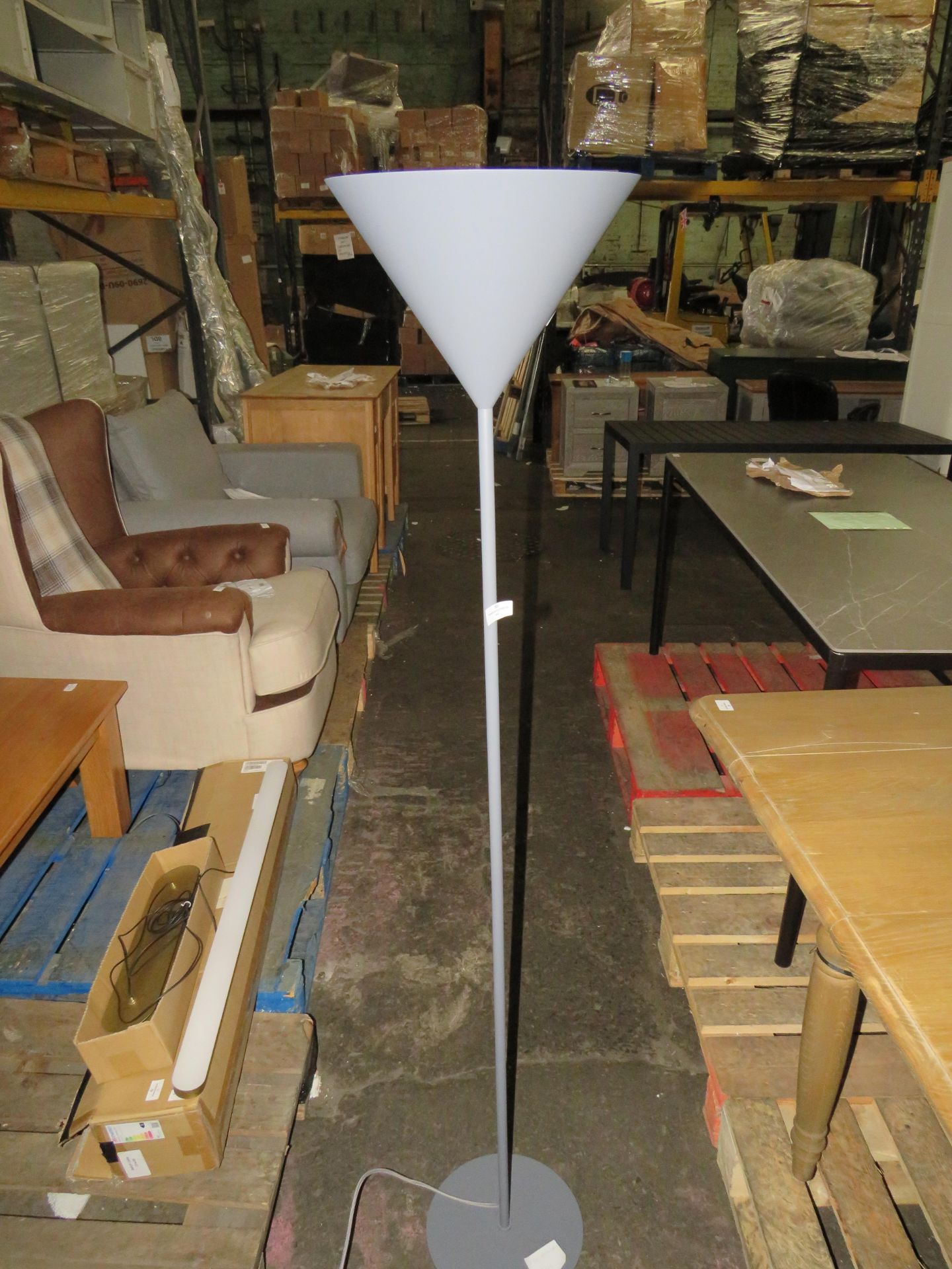 Heals Benjamin Uplighter Floor Lamp Grey RRP 269.00 This item looks to be in good condition and