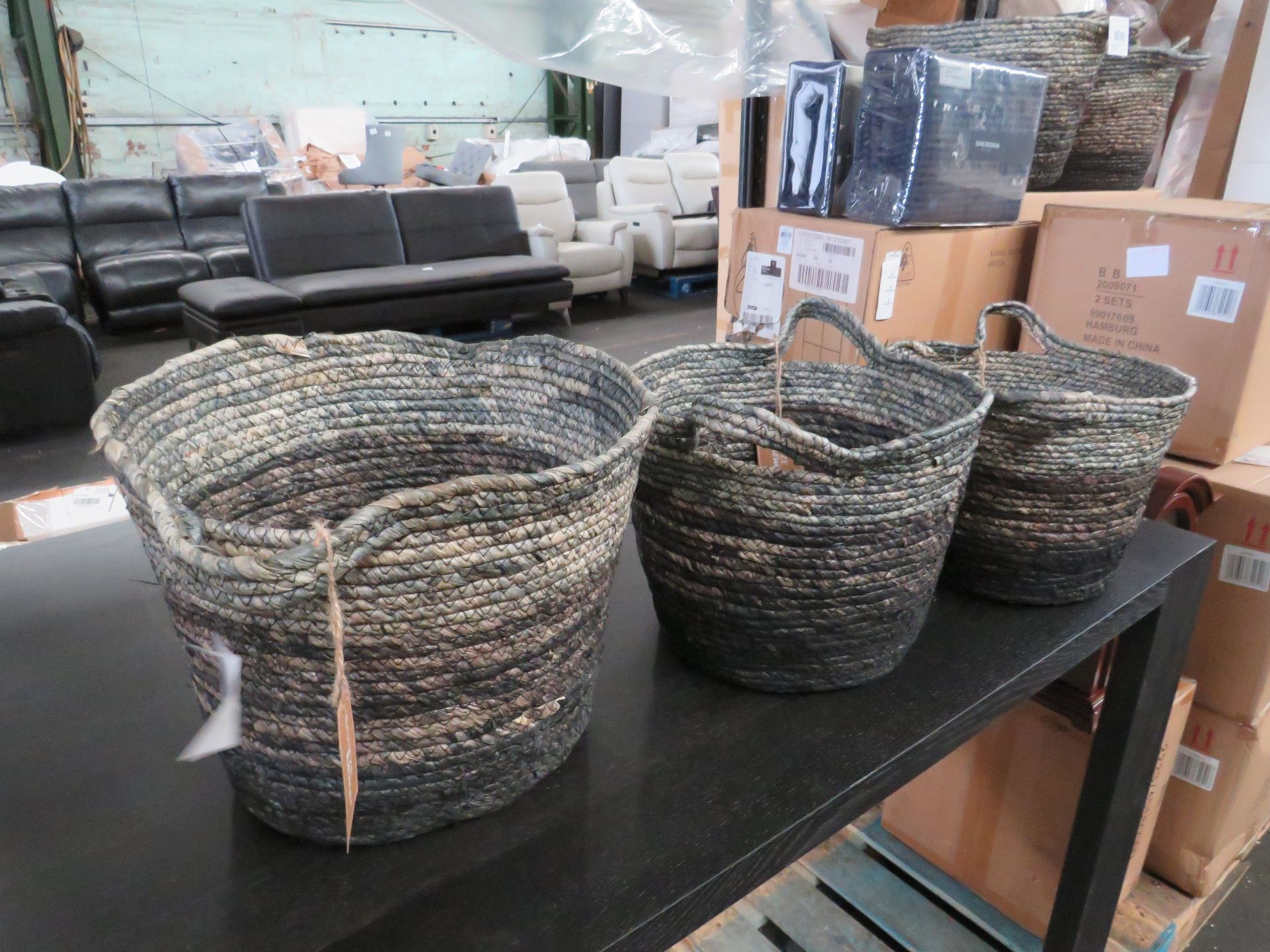 Cox & Cox Black Ombre Storage Baskets RRP 95.00 Crafted from cornleaf for a natural, lightweight