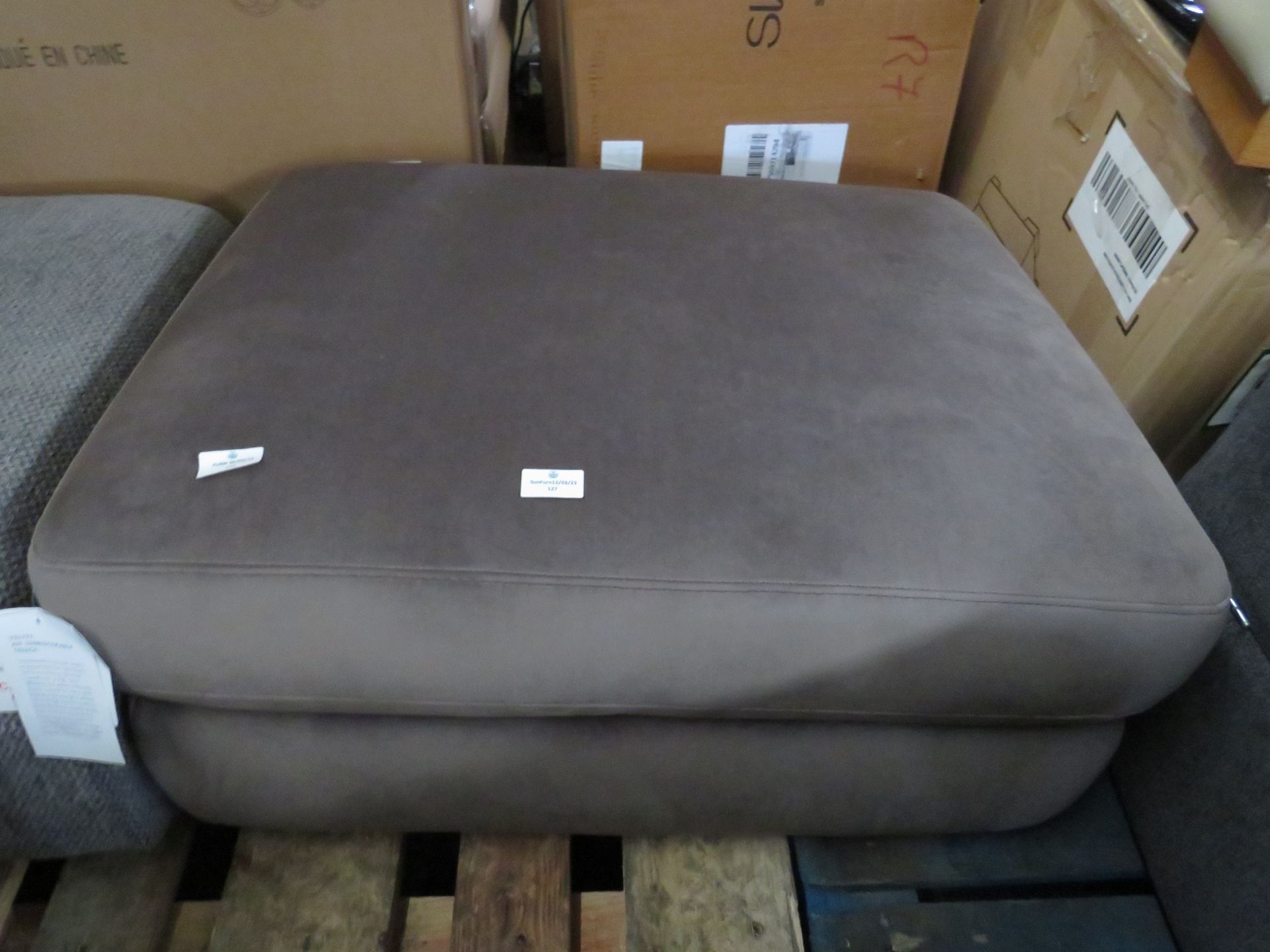 Oak Furnitureland Salento Storage Footstool In Grey Fabric RRP 449.99 Our Salento fabric range is