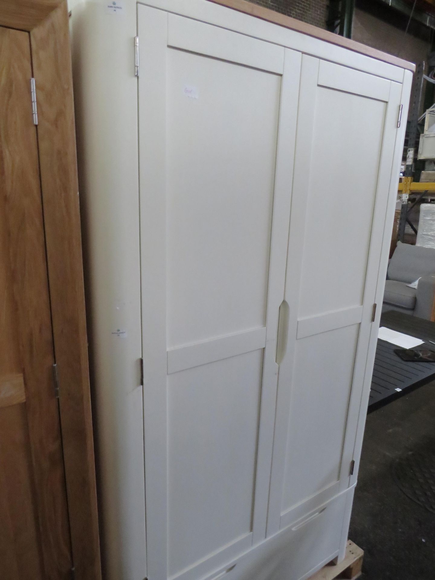 Oak Furnitureland Hove Natural Oak And Painted Double Wardrobe RRP 694.99 OAK-APM-HOV001-BC01073