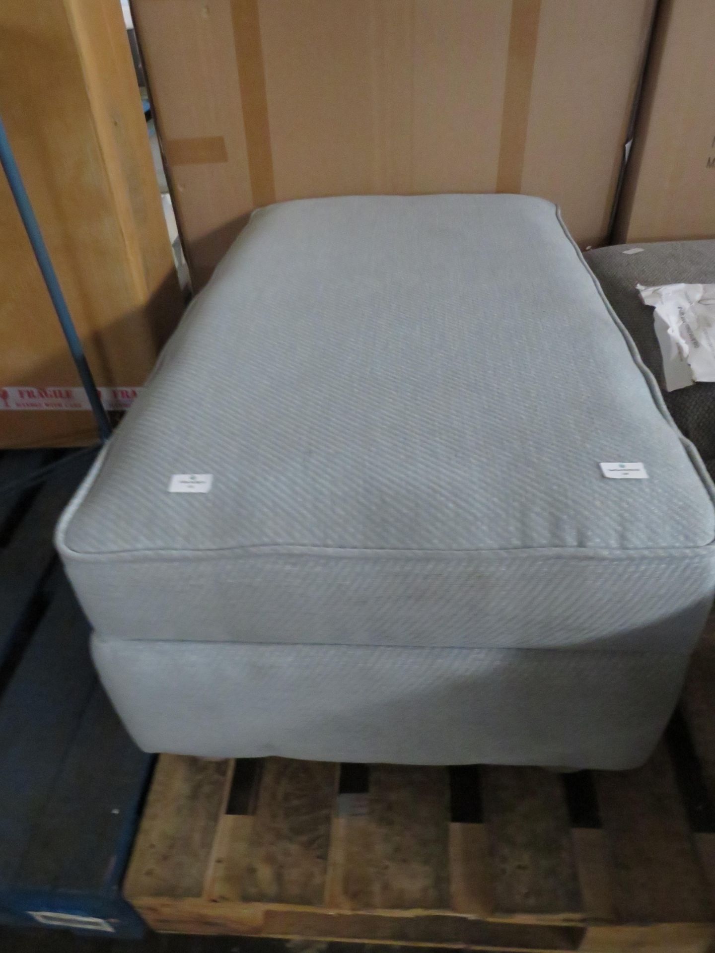 Oak Furnitureland Hampton Storage Footstool in Duck Egg Fabric RRP 579.99 In the main fabric,