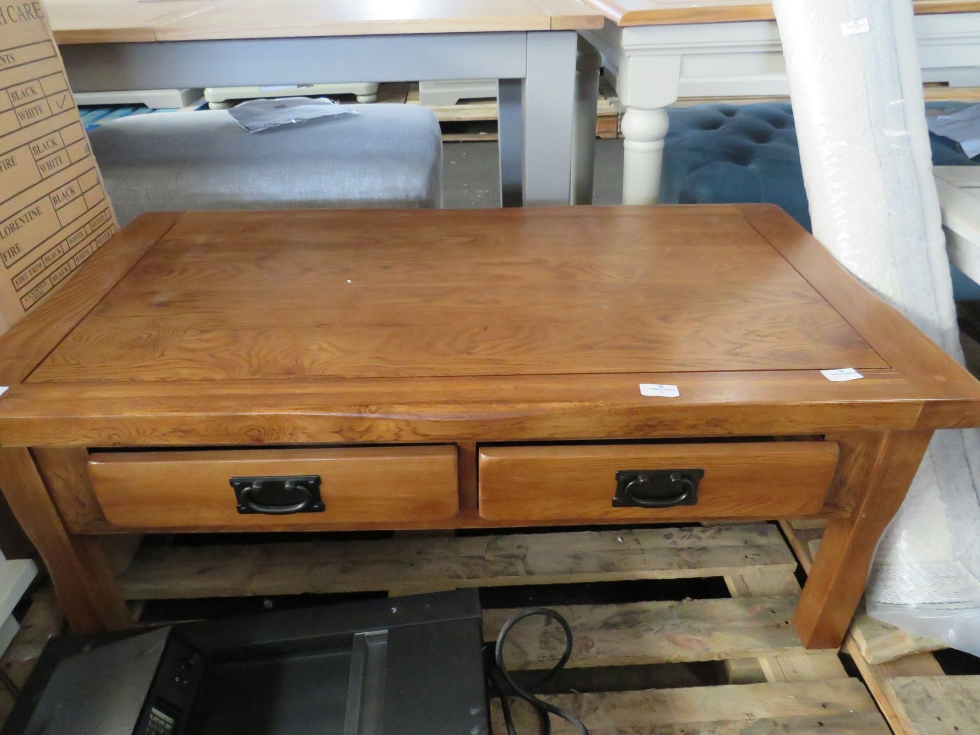 Oak Furnitureland Original Rustic Solid Oak 4 Drawer Storage Coffee Table RRP 249.99 This Rustic