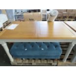 Oak Furnitureland Shay Rustic Oak and Painted 5ft x 3ft Extending Dining Table RRP 579.99 This