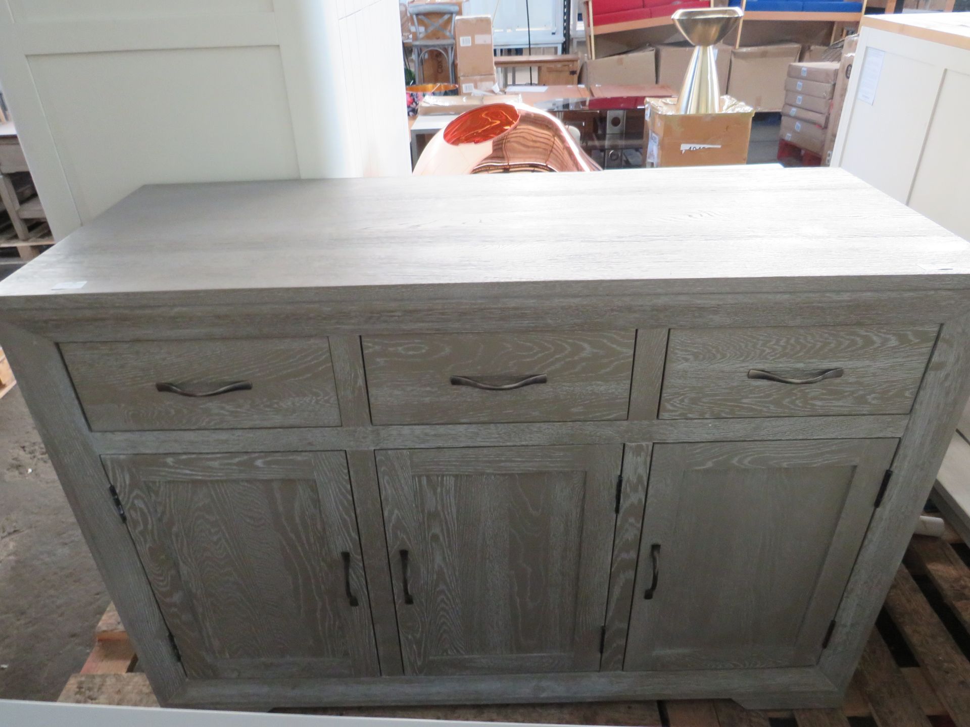 Oak Furnitureland Willow Light Grey Large Sideboard Solid Oak RRP 444.99 SKU OAK-APM-WLO001-BC203