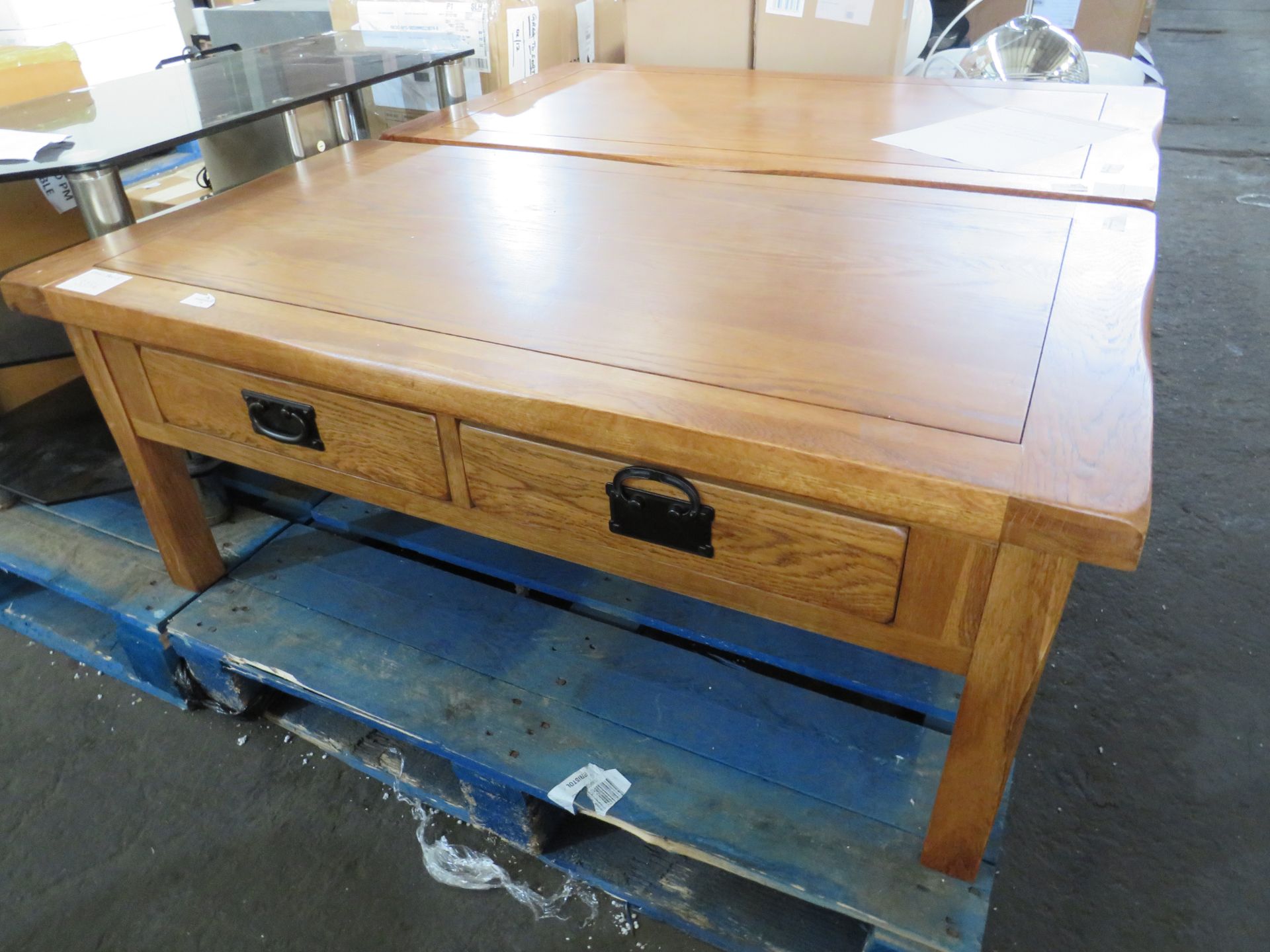 Oak Furnitureland Original Rustic Solid Oak 4 Drawer Storage Coffee Table RRP 249.99 This Rustic