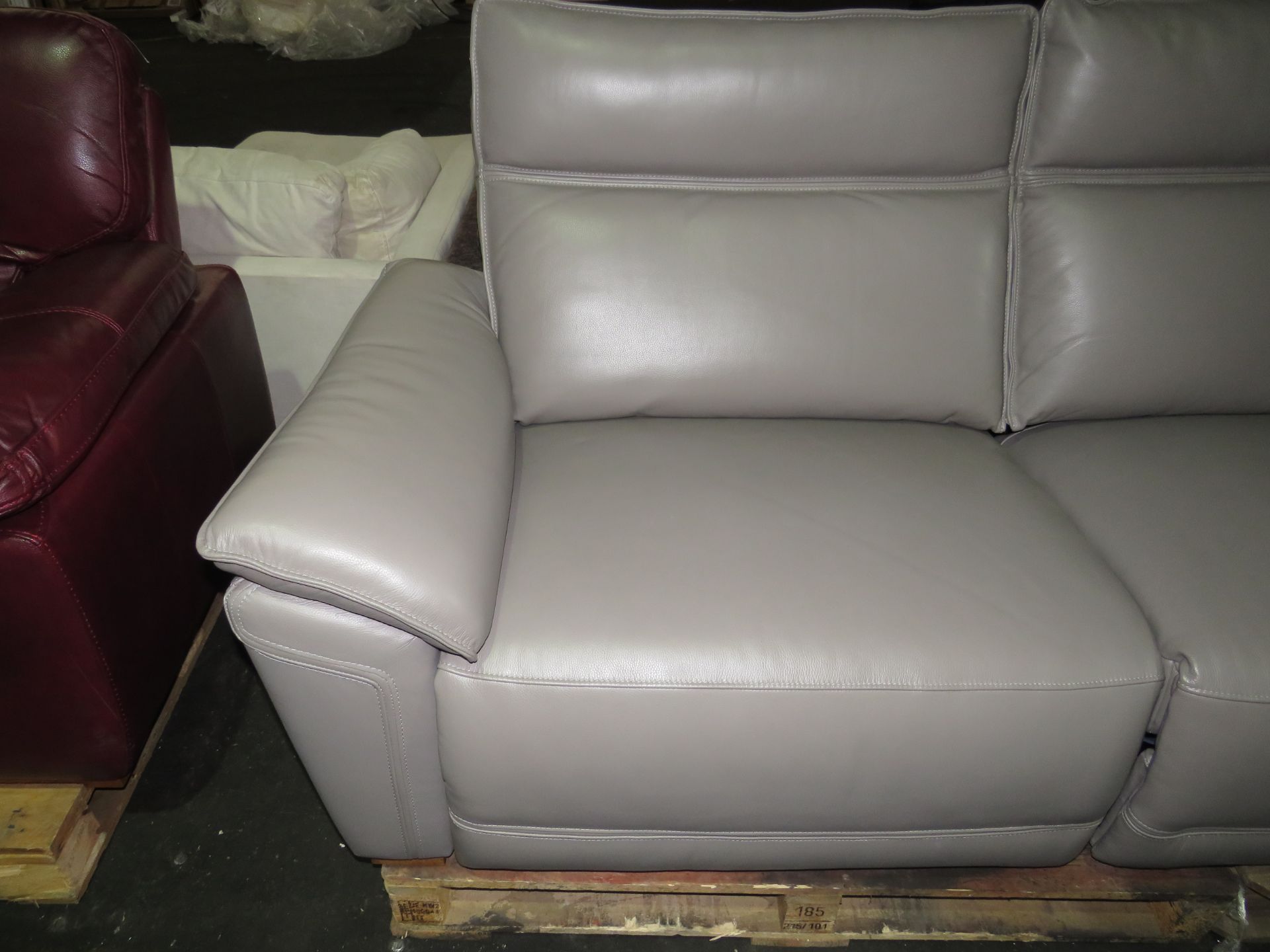 Oak Furnitureland Dune 3 Seater Electric Recliner Sofa in Elephant Grey Leather, it is missing two - Image 2 of 3