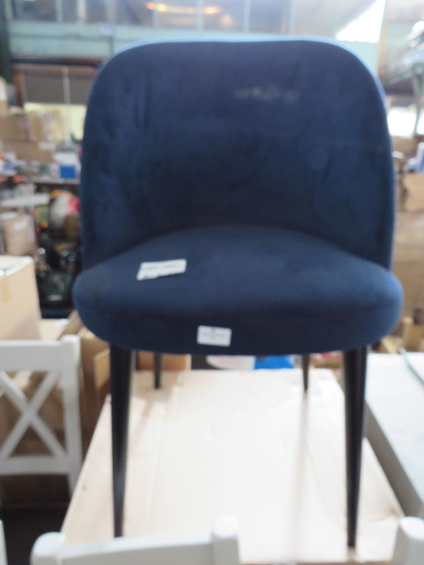 Heals Austen Dining Chair Plush Velvet Indigo Black Leg RRP 299.00 The curved profile of the