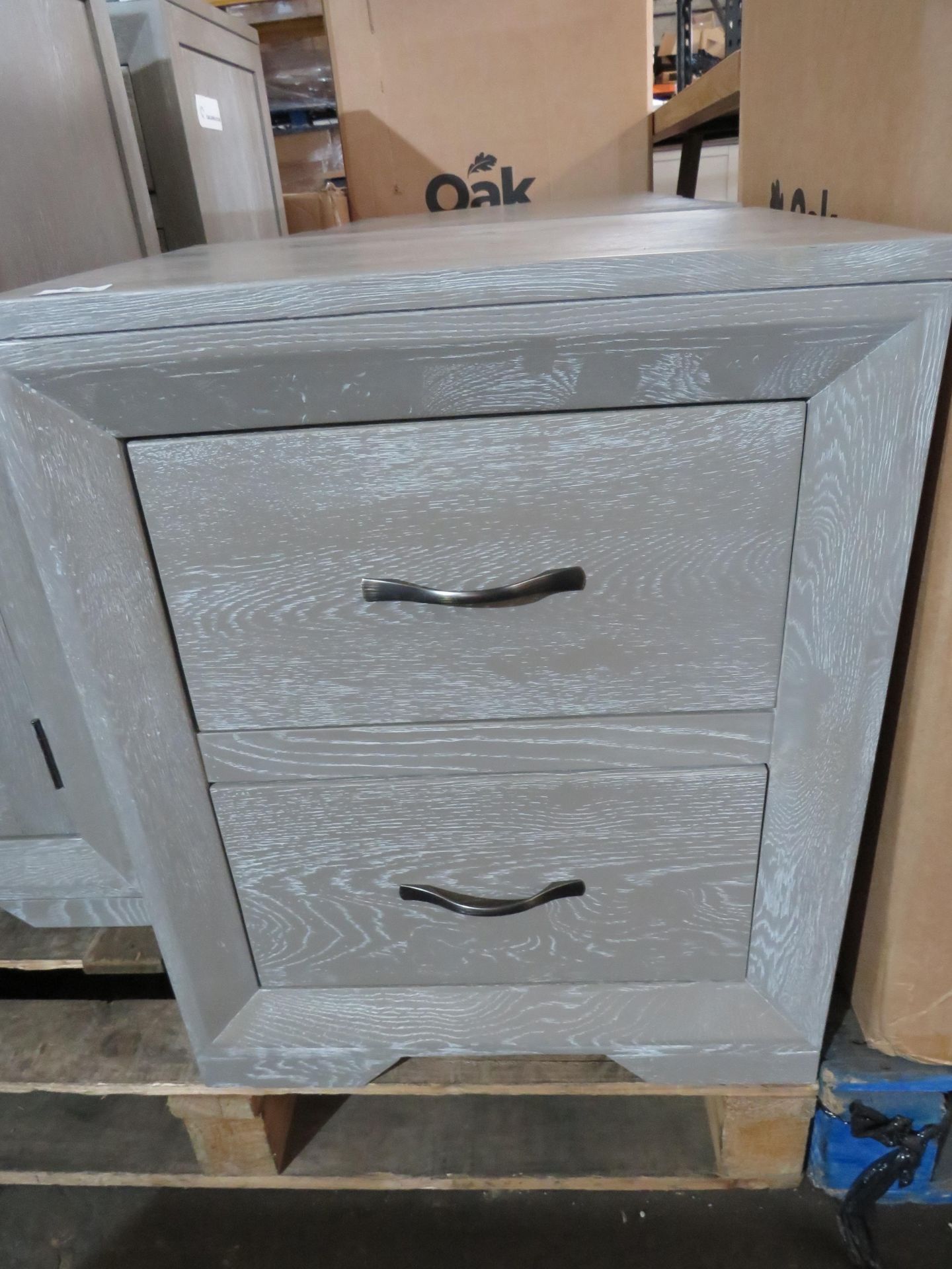 Oak Furnitureland Willow Light Grey 2 Drawer Bedside Table Solid Oak RRP 189.99 SpecificationsWidth: