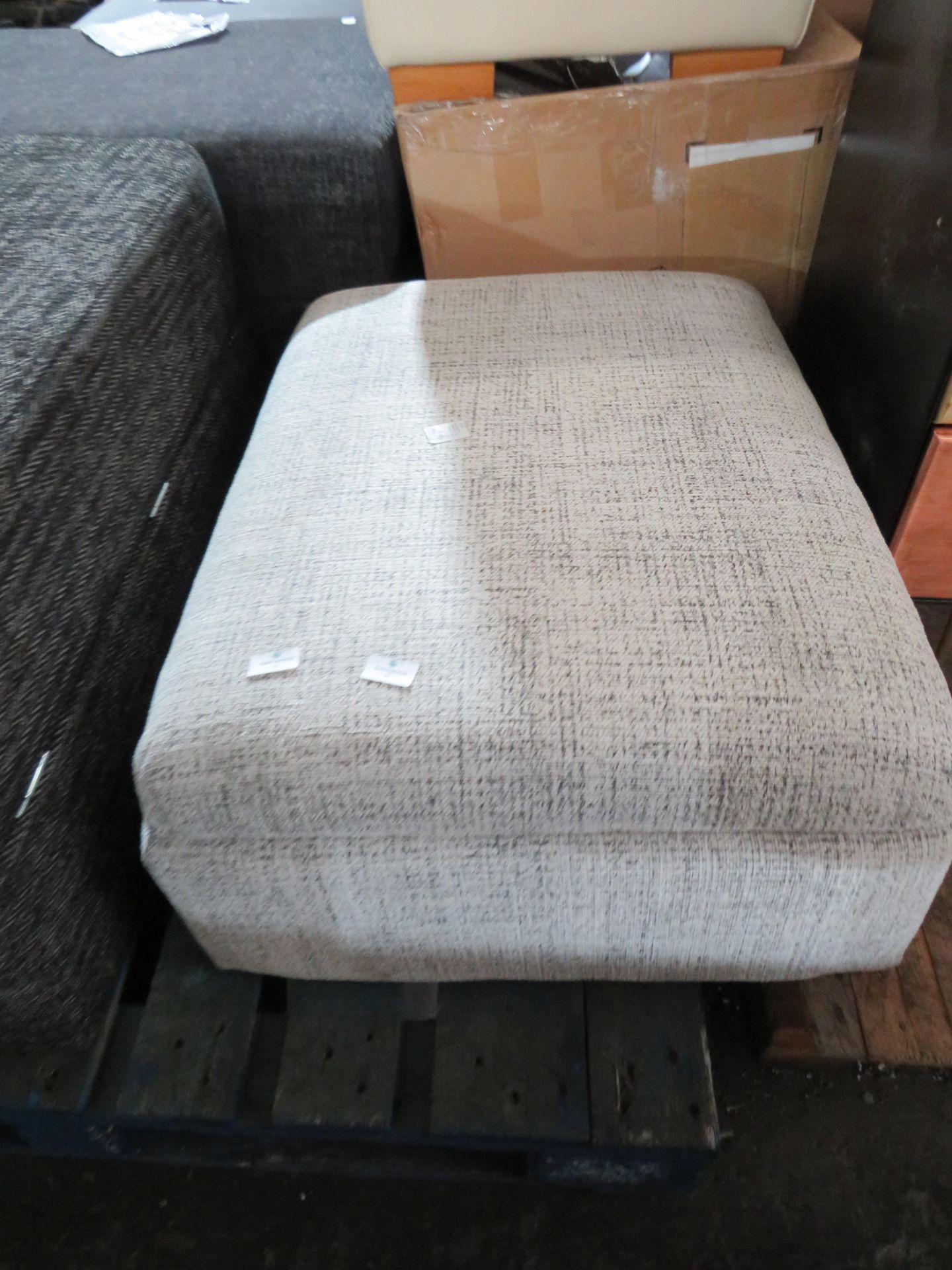 Oak Furnitureland Inca Storage Footstool in May Collection Cream fabric RRP 349.99 Storage section