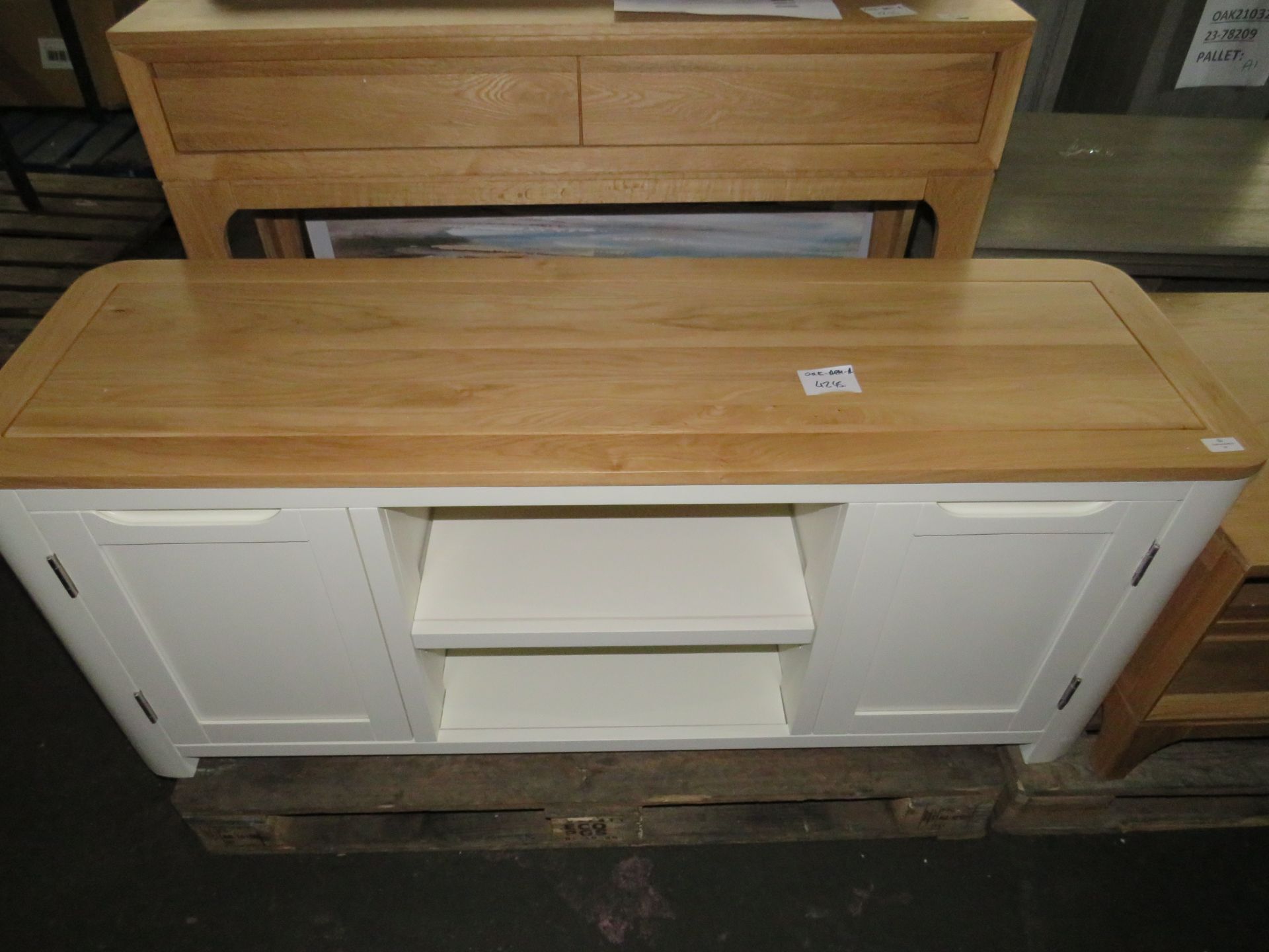 Oak Furnitureland Hove Natural Oak And Painted Large Tv Unit RRP 349.99 Our Hove range is made