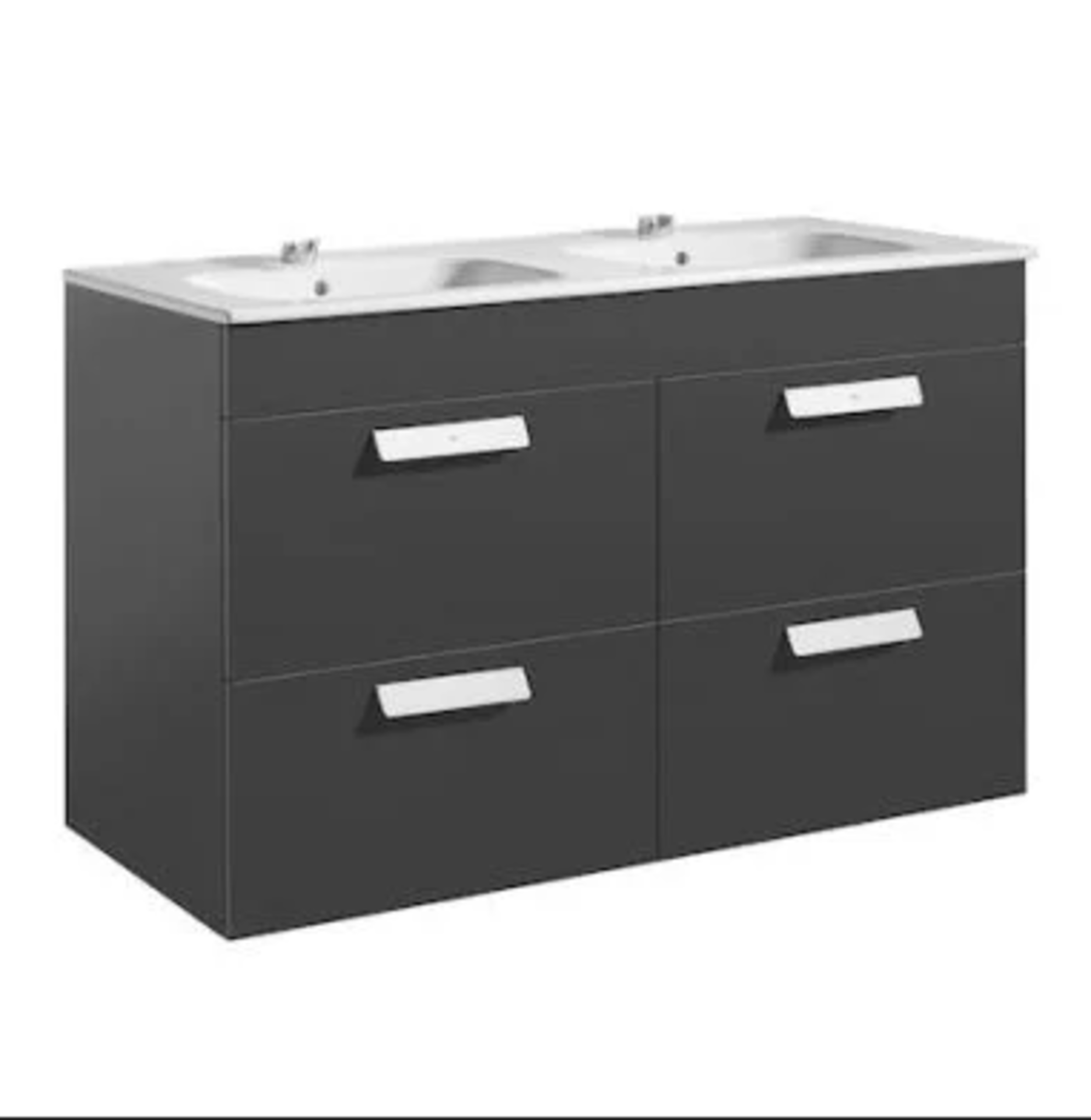 Roca - Debba 1200mm 4 Soft Close Drawer Basin Unit - Gloss Grey - 856831153 - New & Boxed.